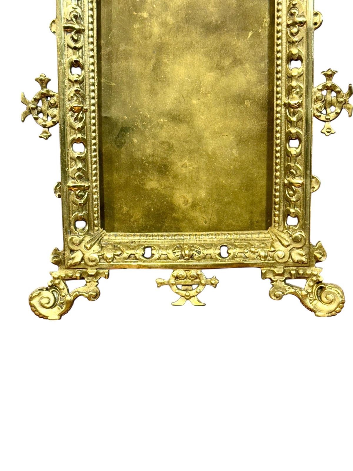 Ornate 19th Century Gilt Bronze Tabletop Frame With Cherub Motif photo Home Decor