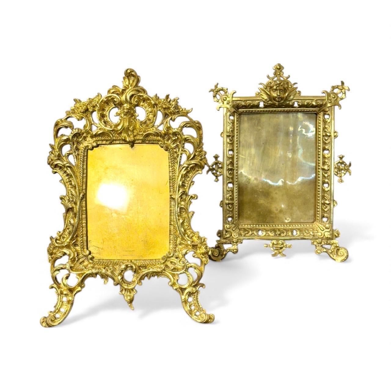 photo for sale Ornate 19th Century Gilt Bronze Tabletop Frame With Cherub Motif