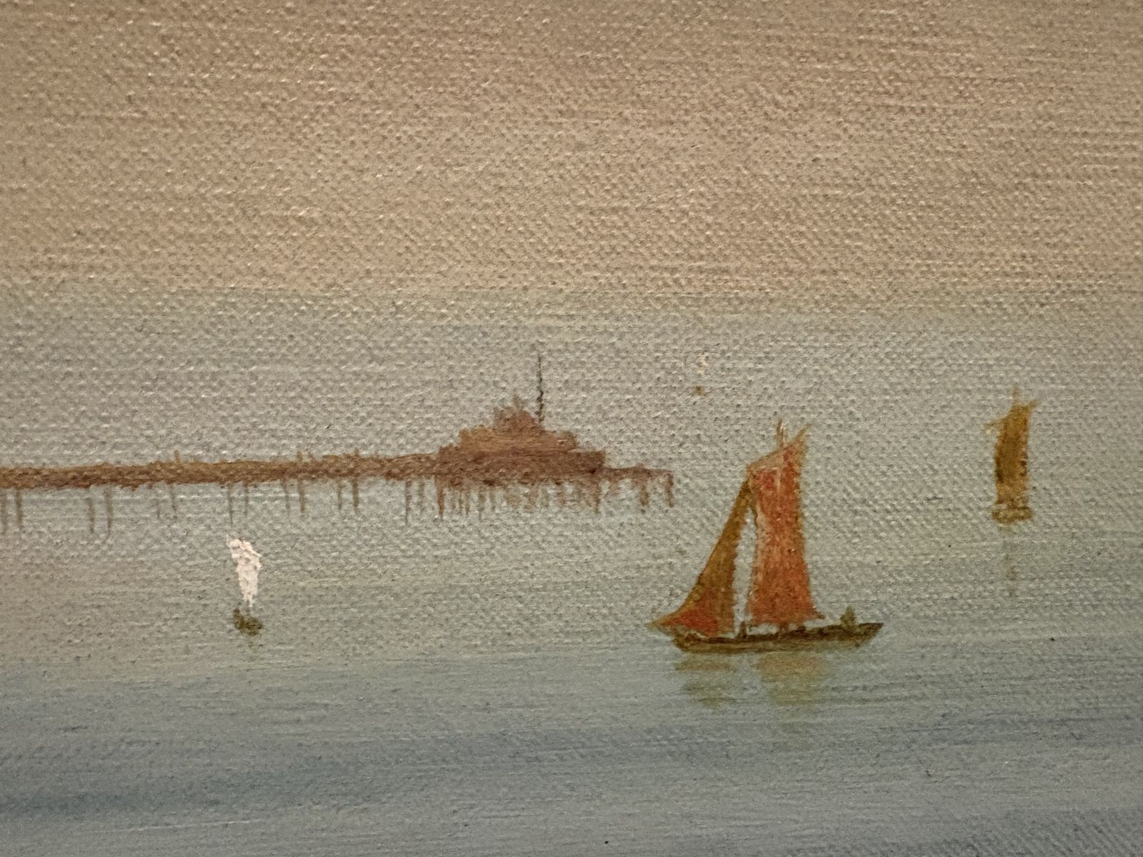 Oil On Canvas Landscape Of The Coast Of Scarborough Late 19th Century photo furniture