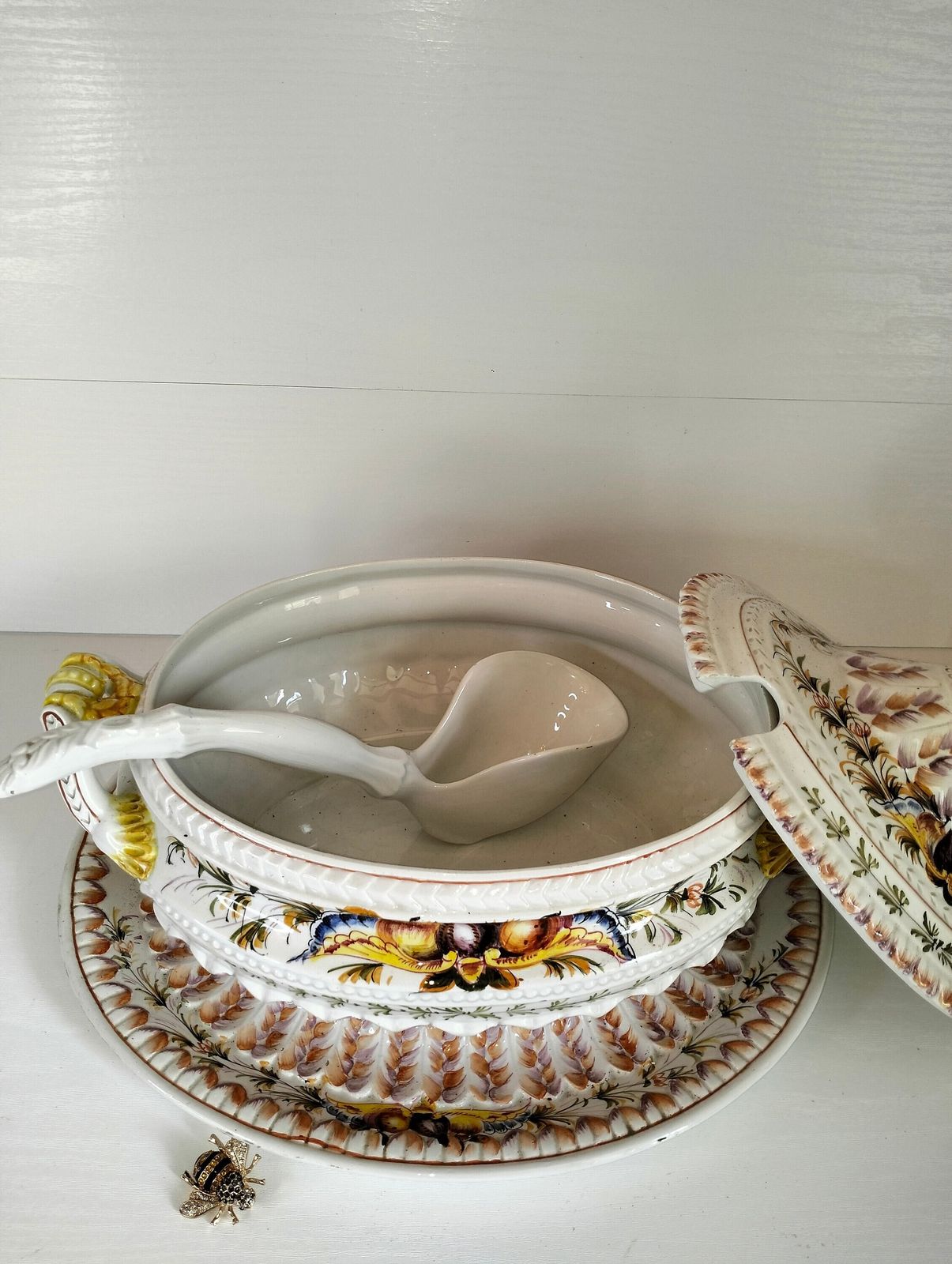 Vintage Italian Porcelain Tureen – Antique Soupiere With Ladle photo buy
