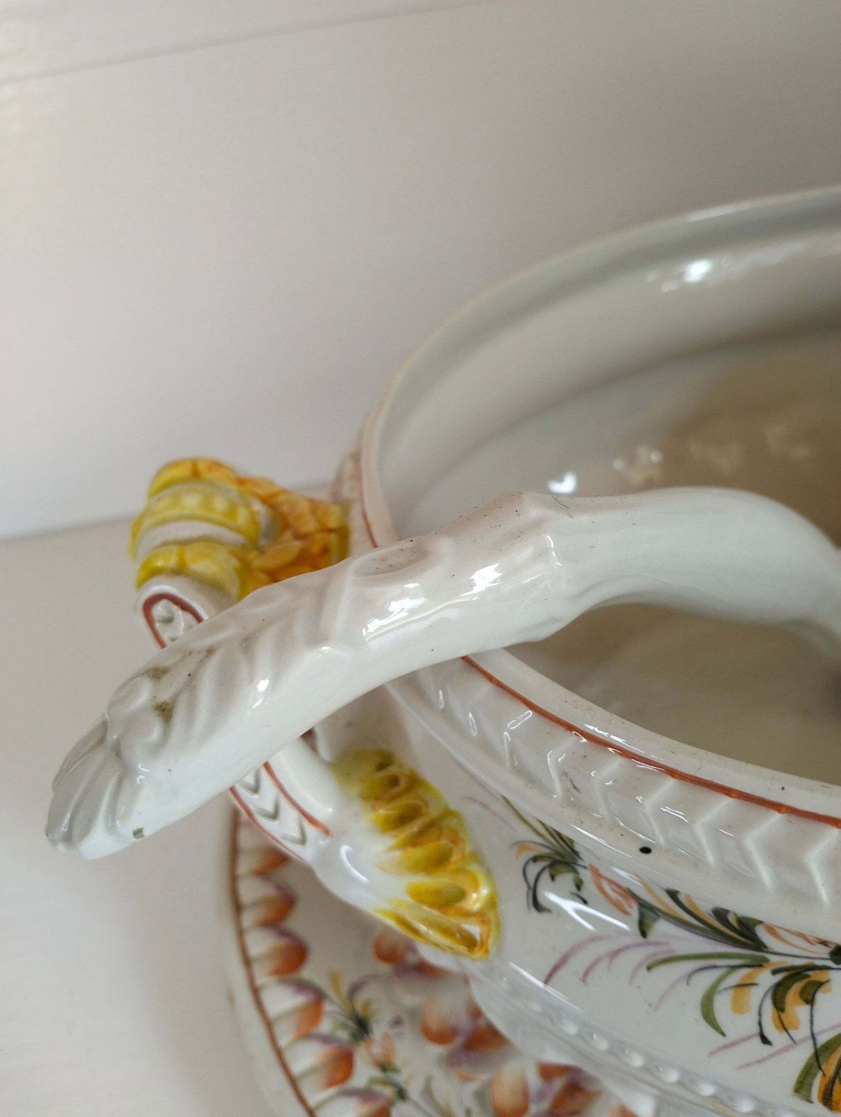 Vintage Italian Porcelain Tureen – Antique Soupiere With Ladle photo vintage