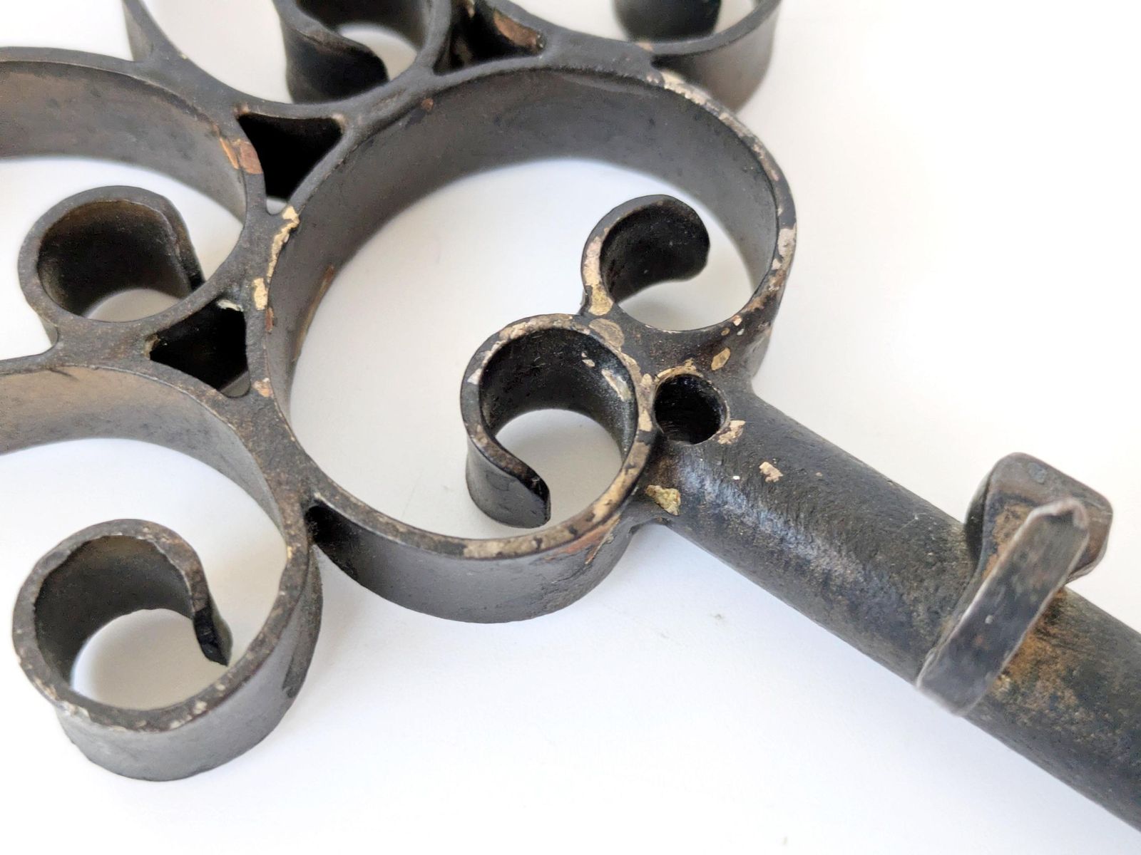 photo furniture Large Midcentury Wrought Iron Key Shaped Wall Key Rack, French Cottage Core
