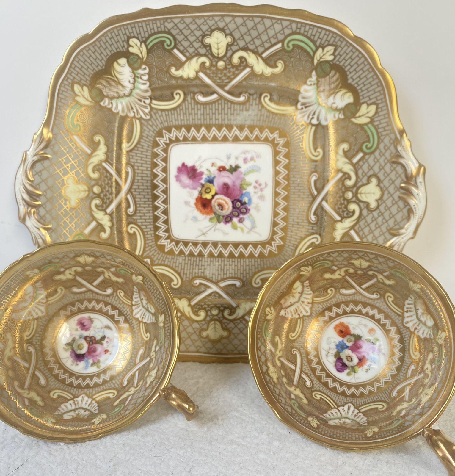 Victorian Trio Of Fantastically Gilded China