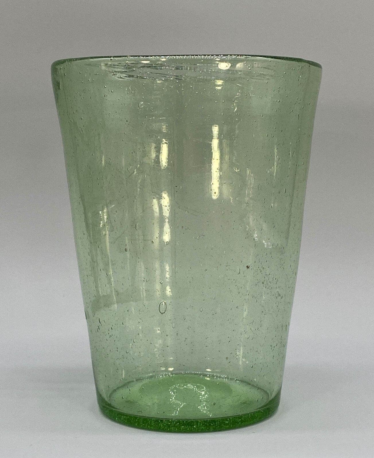 Large Superb 18thc Hand Blown Engraved Green Glass Beaker Vase Circa 1760 photo 385.0