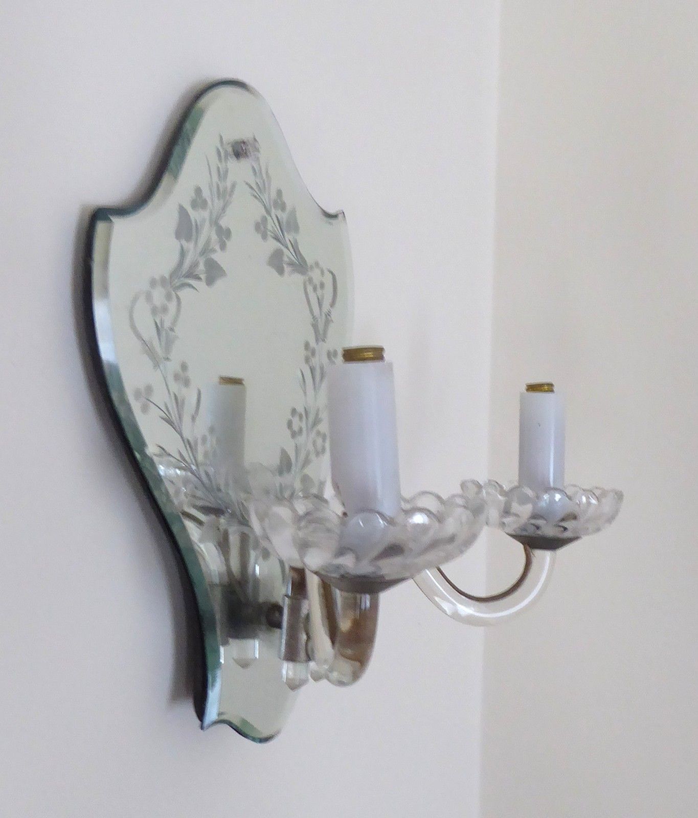 Vintage Venetian Glass Mirror Wall Light / Sconce Needs Re Wiring Or Candle photo for sale