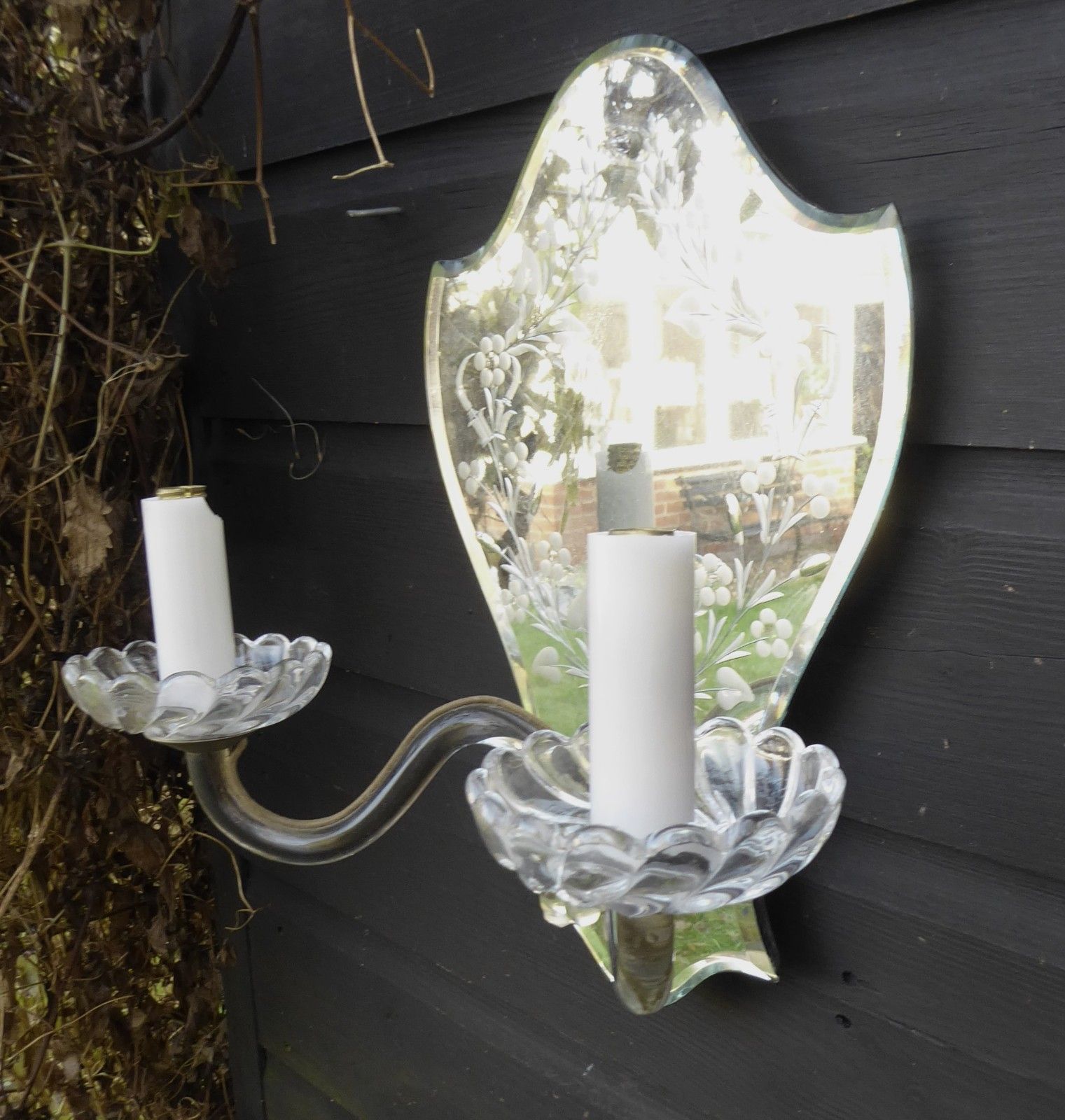Vintage Venetian Glass Mirror Wall Light / Sconce Needs Re Wiring Or Candle photo 95.0