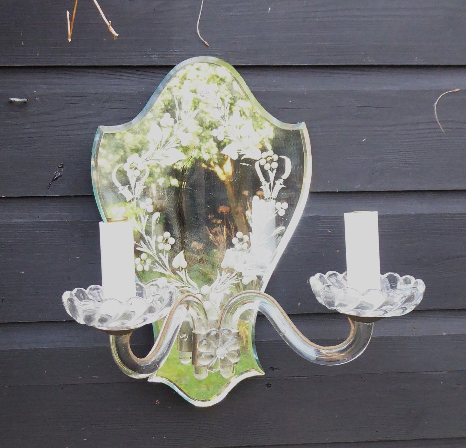 photo buy Vintage Venetian Glass Mirror Wall Light / Sconce Needs Re Wiring Or Candle