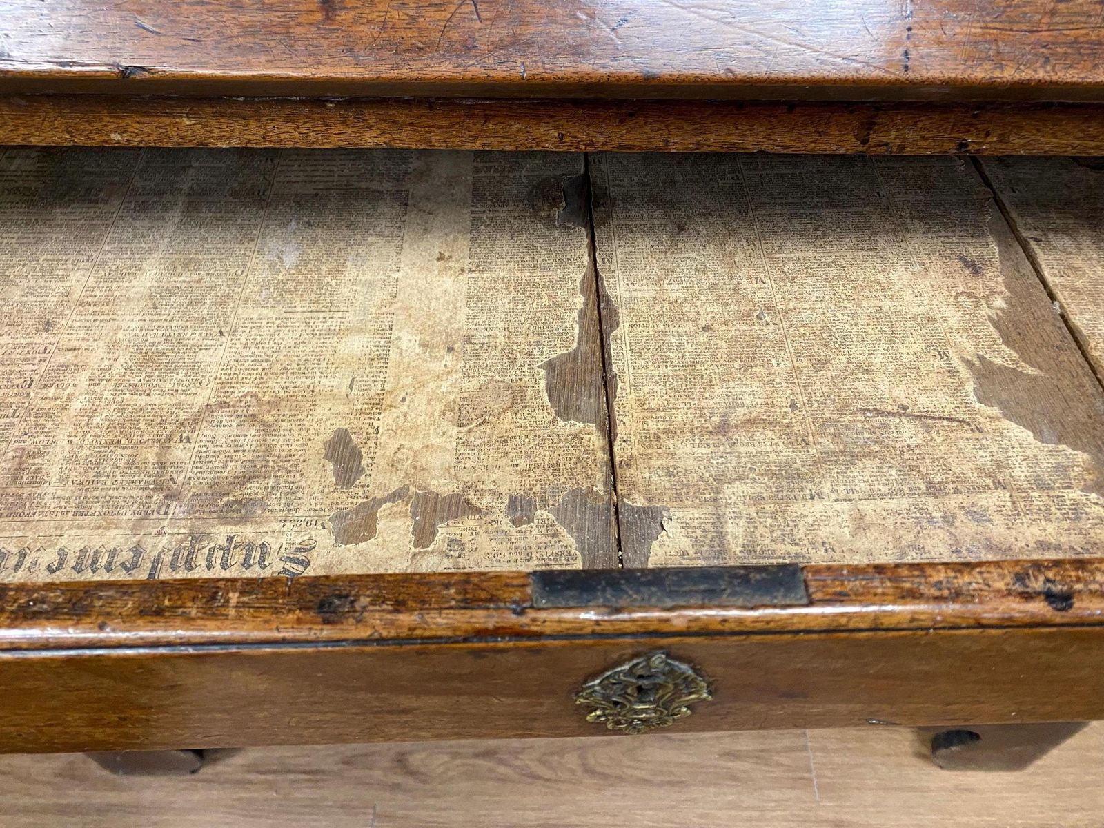 Antique 18th Century George III Solid Mahogany Bureau, Intricate Interior photo Furniture