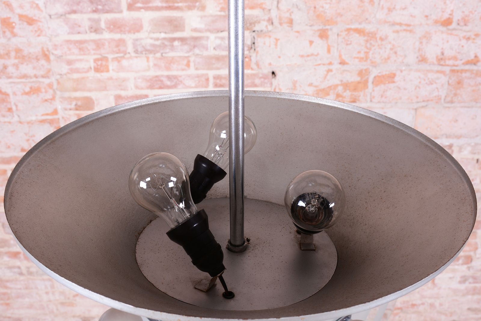 Restored Bauhaus Chandelier, By F. Anýž, Chrome, Sandblasted Glass, Czech, 1930s photo vintage