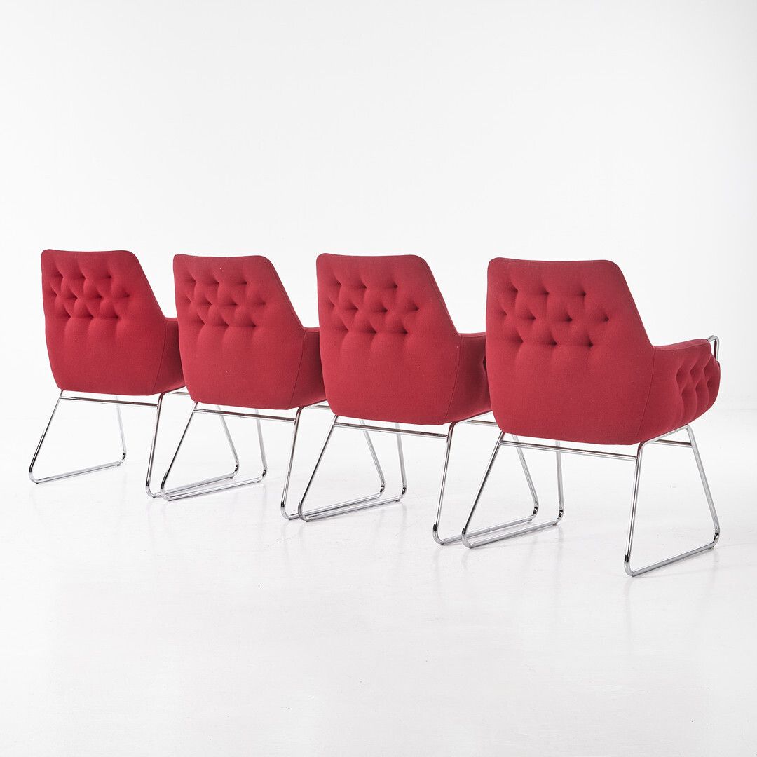 Bruno Mathsson “Mirja” Red Armchairs For Bruno Mathsson International, Set Of 4, 2003 photo for sale