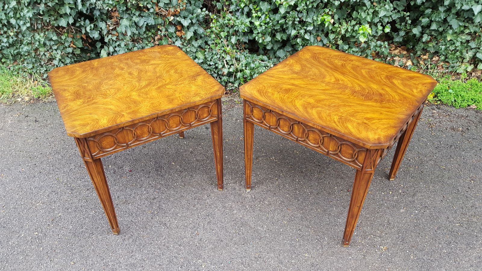 Furniture Large Pair Of Theodore Alexander Mahogany Lamp Tables photo