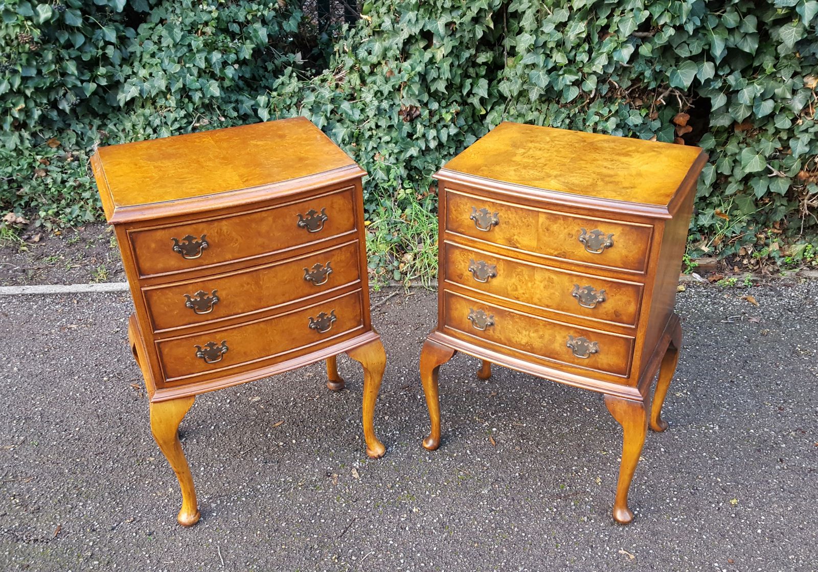 Near Pair Of Burr Walnut Bedside Chests