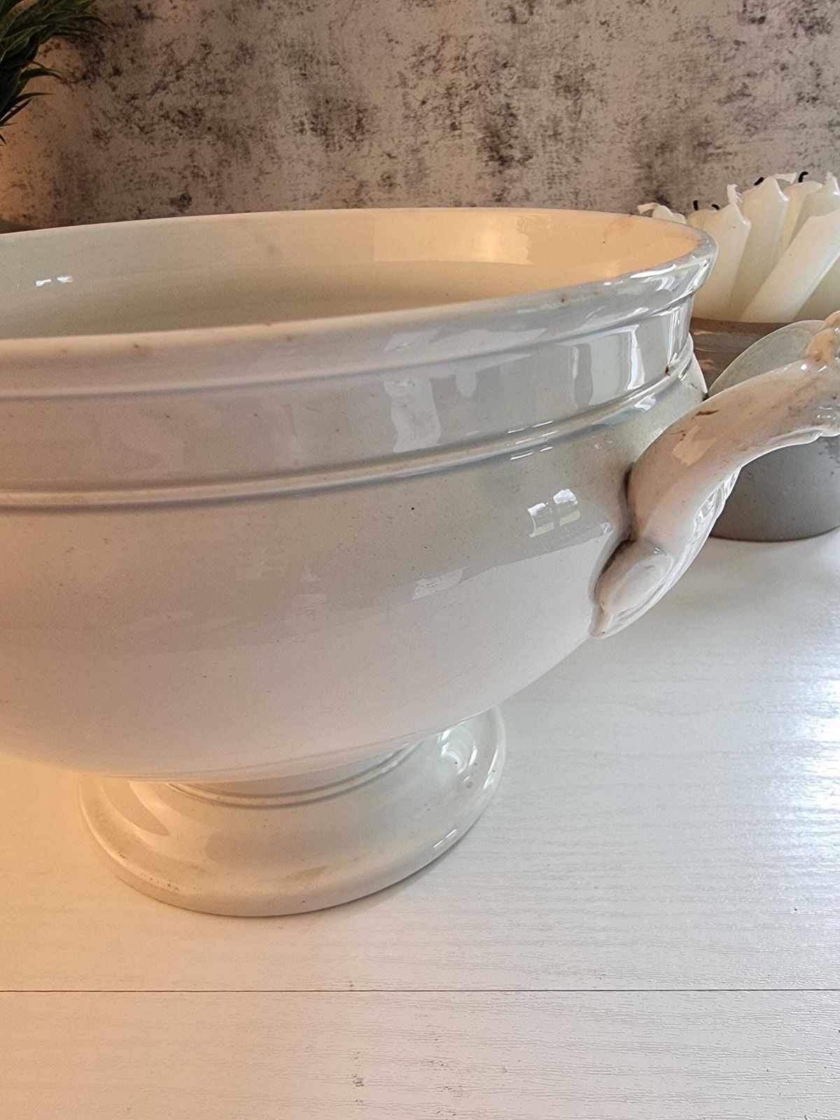 Antique French Ironstone Tureen   Creil & Montereau Serving Bowl photo buy