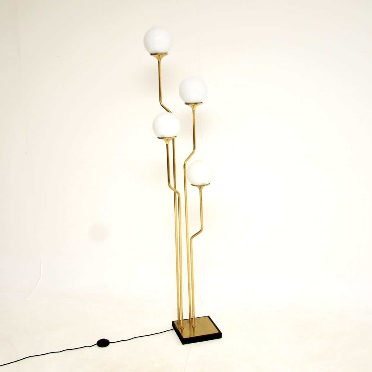 Vintage Italian Brass And Opaline Glass Floor Lamp By Goffredo Reggiani photo buy