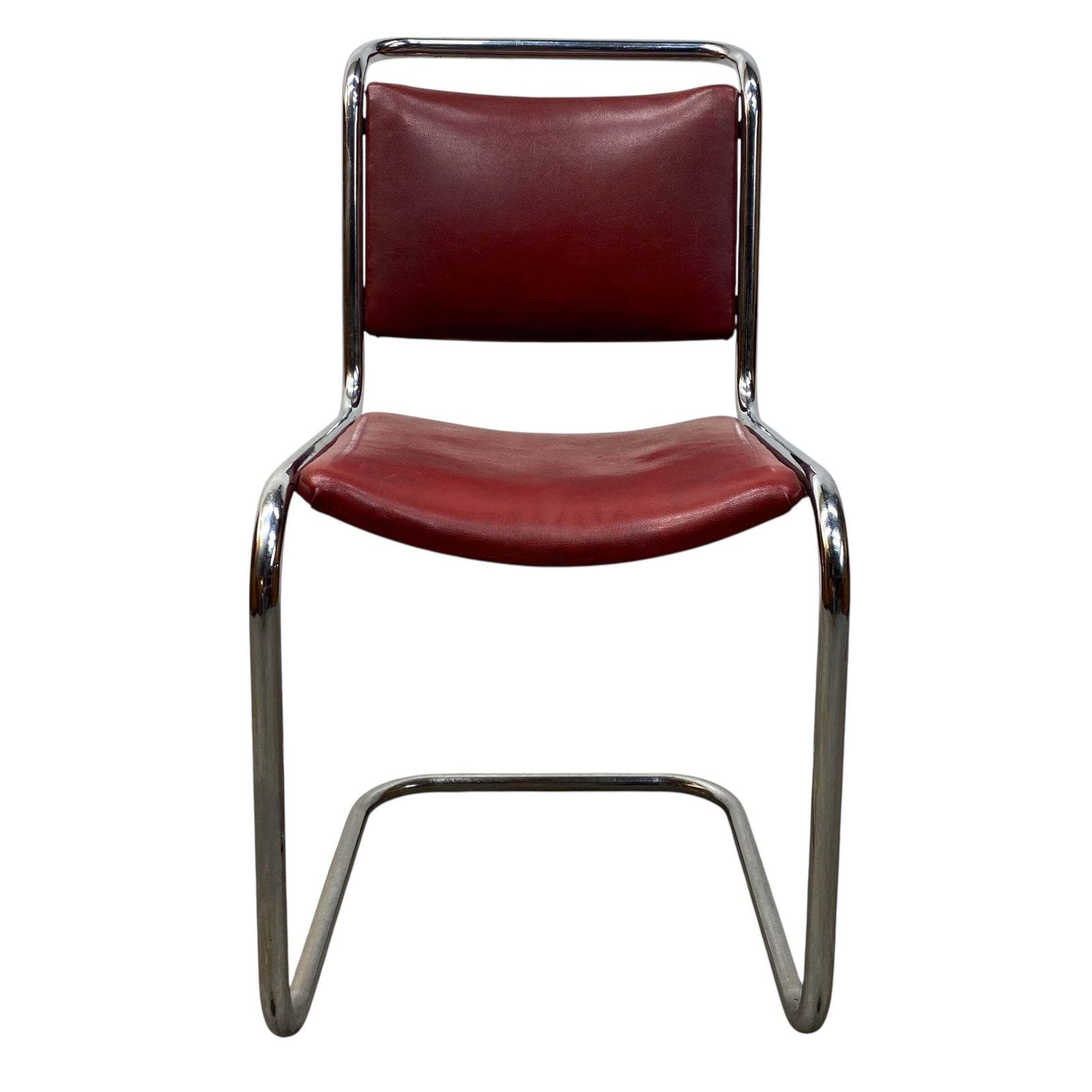 Vintage Cantilever Chair Red Rexine Tubular Steel photo Furniture