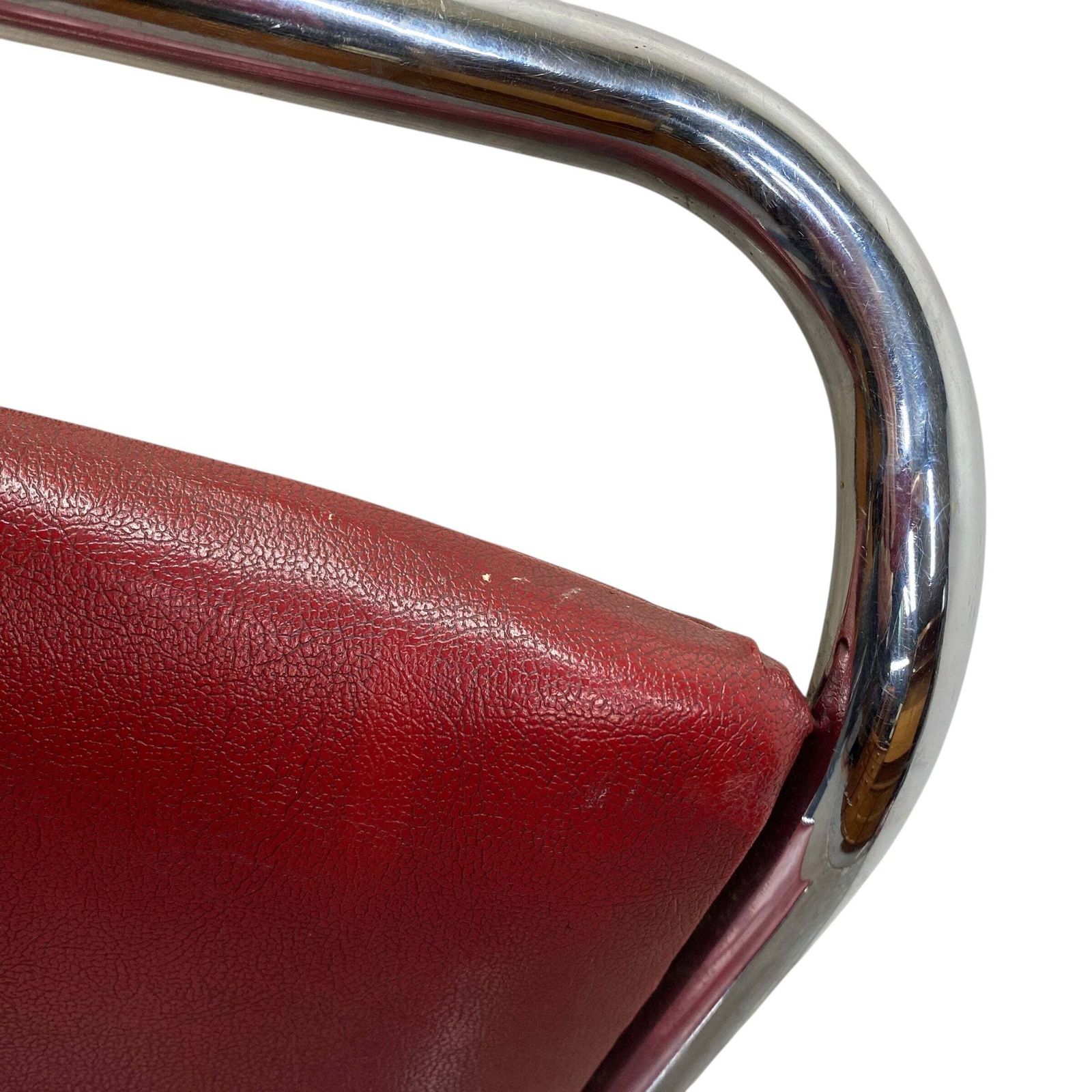 Vintage Cantilever Chair Red Rexine Tubular Steel photo 165.0
