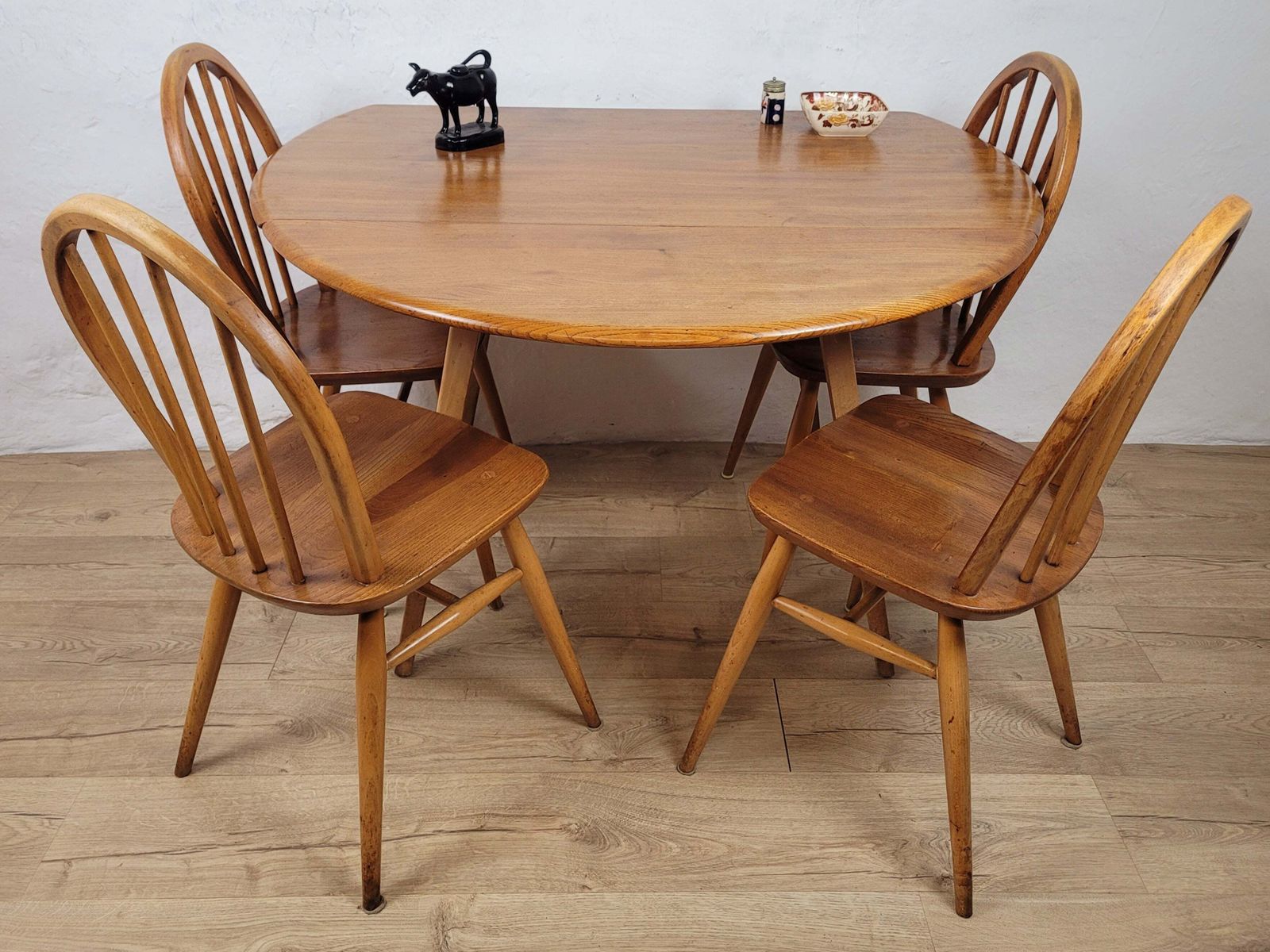 Ercol Dining Set Windsor 400 Drop Leaf Table Hoop Back Chairs photo furniture