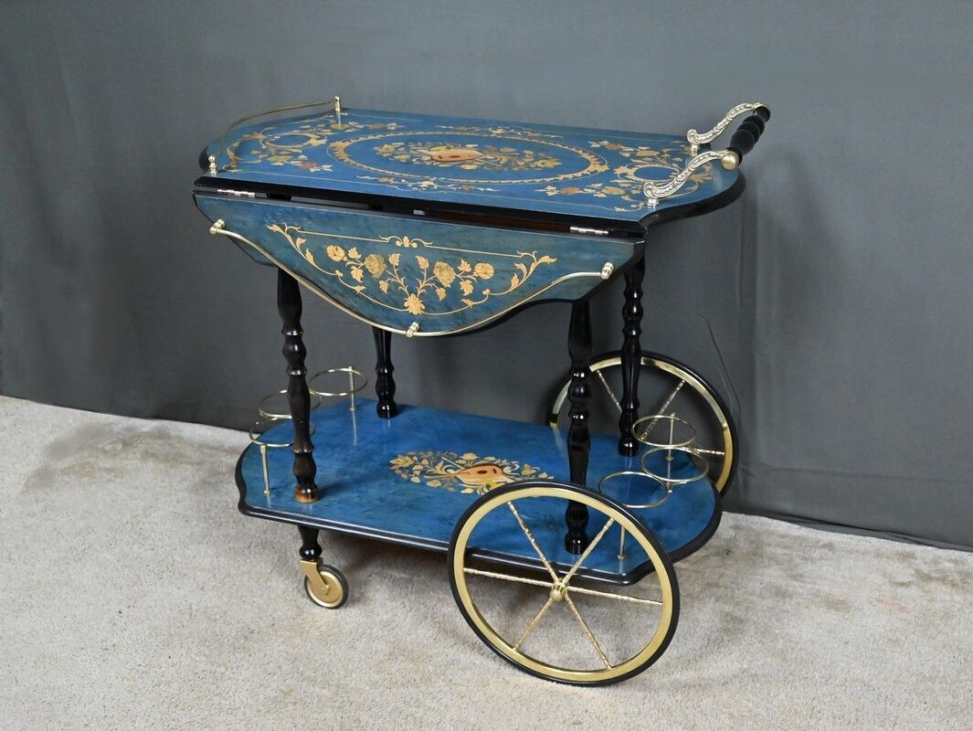 Service Trolley In Sorente Marquetry, Italy – 1960 photo Furniture