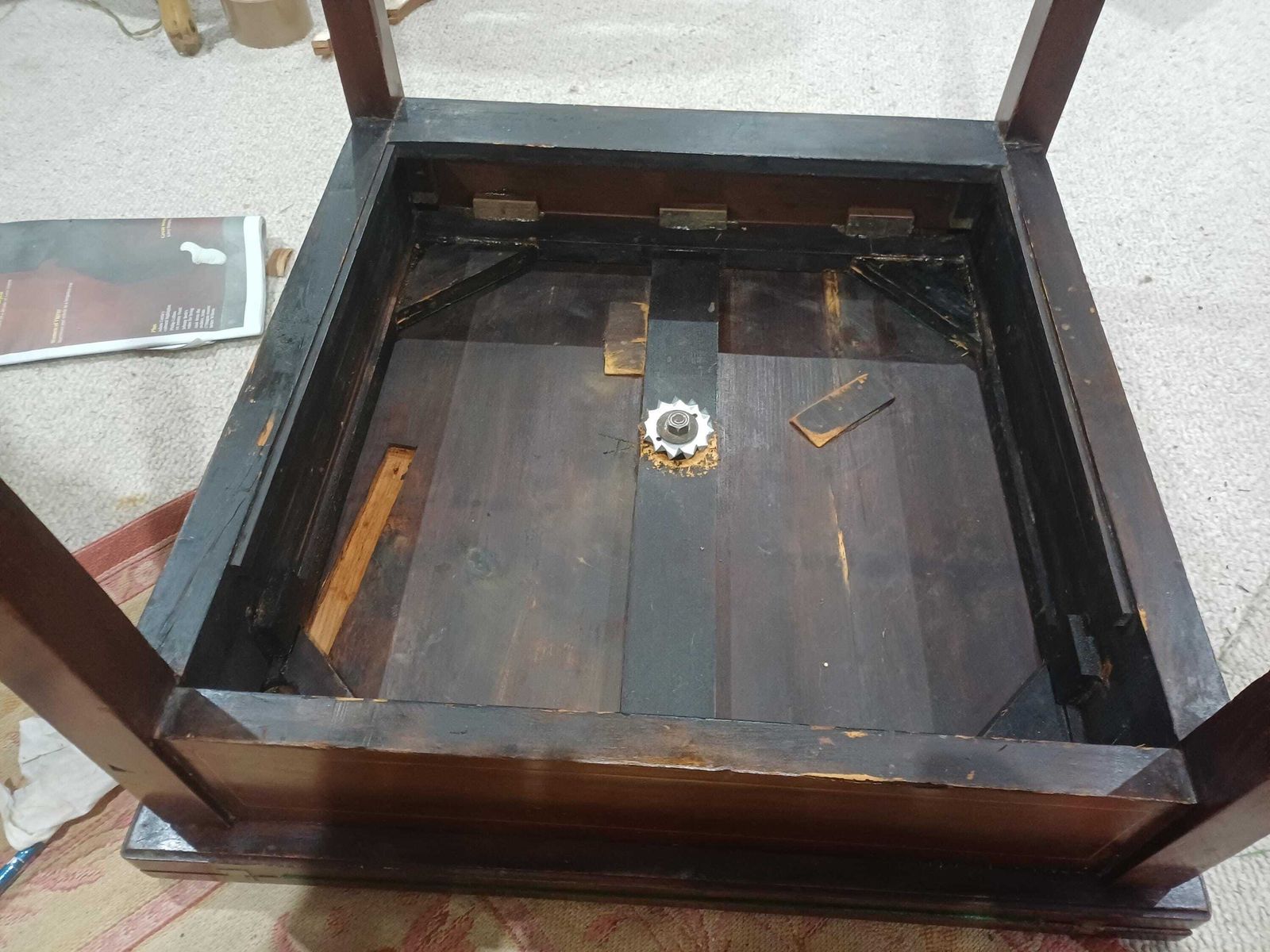 Victorian Mahogany Games Table Folding Swivel Top Card Table Ribbon Inlay Brass Porcelain Casters Antique Side Table Free Hand Delivery photo vinterior