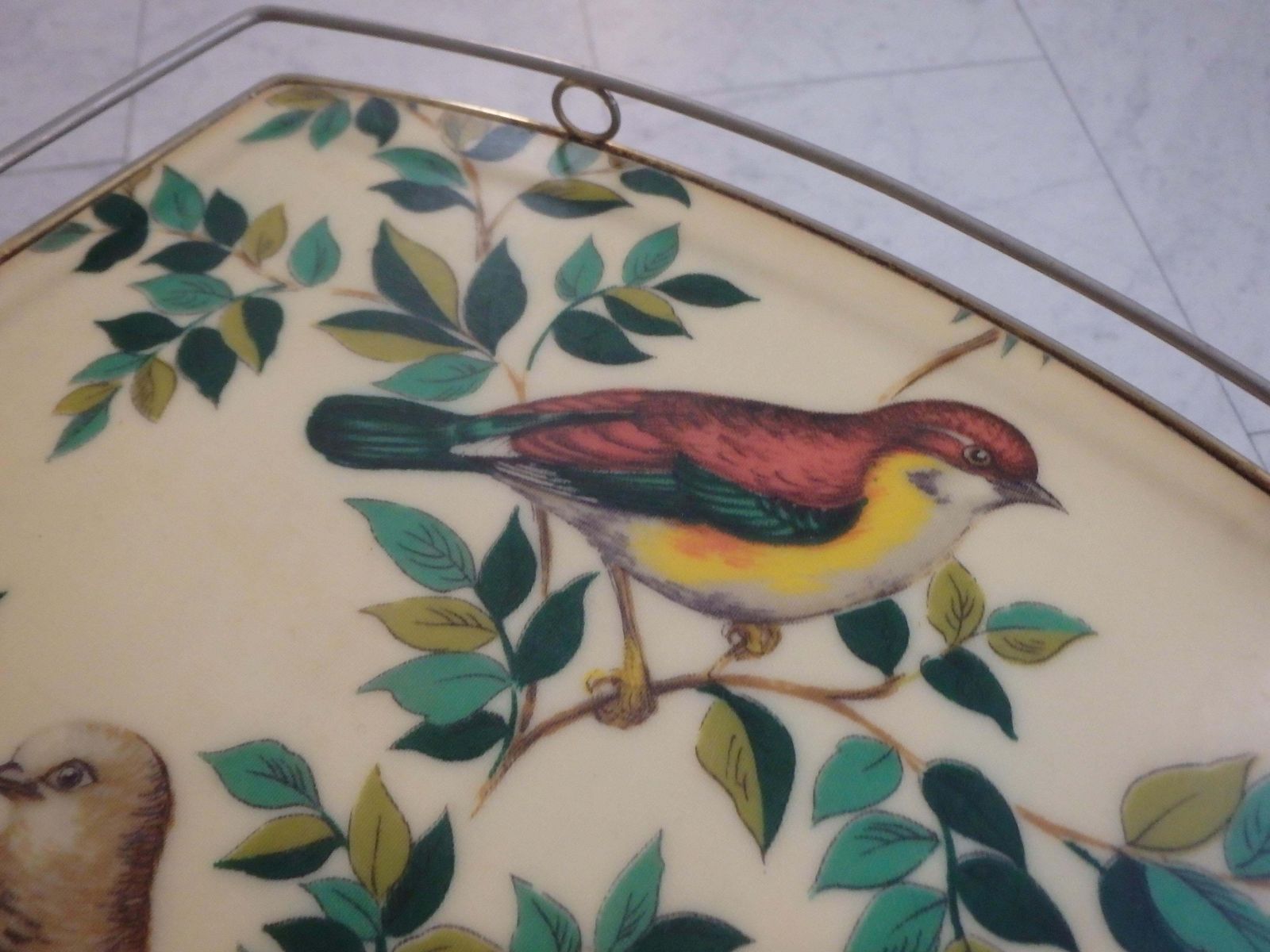 1950s Bar Cart On 3 Wheels With Beautiful Birds On The Shelf photo 3108.0