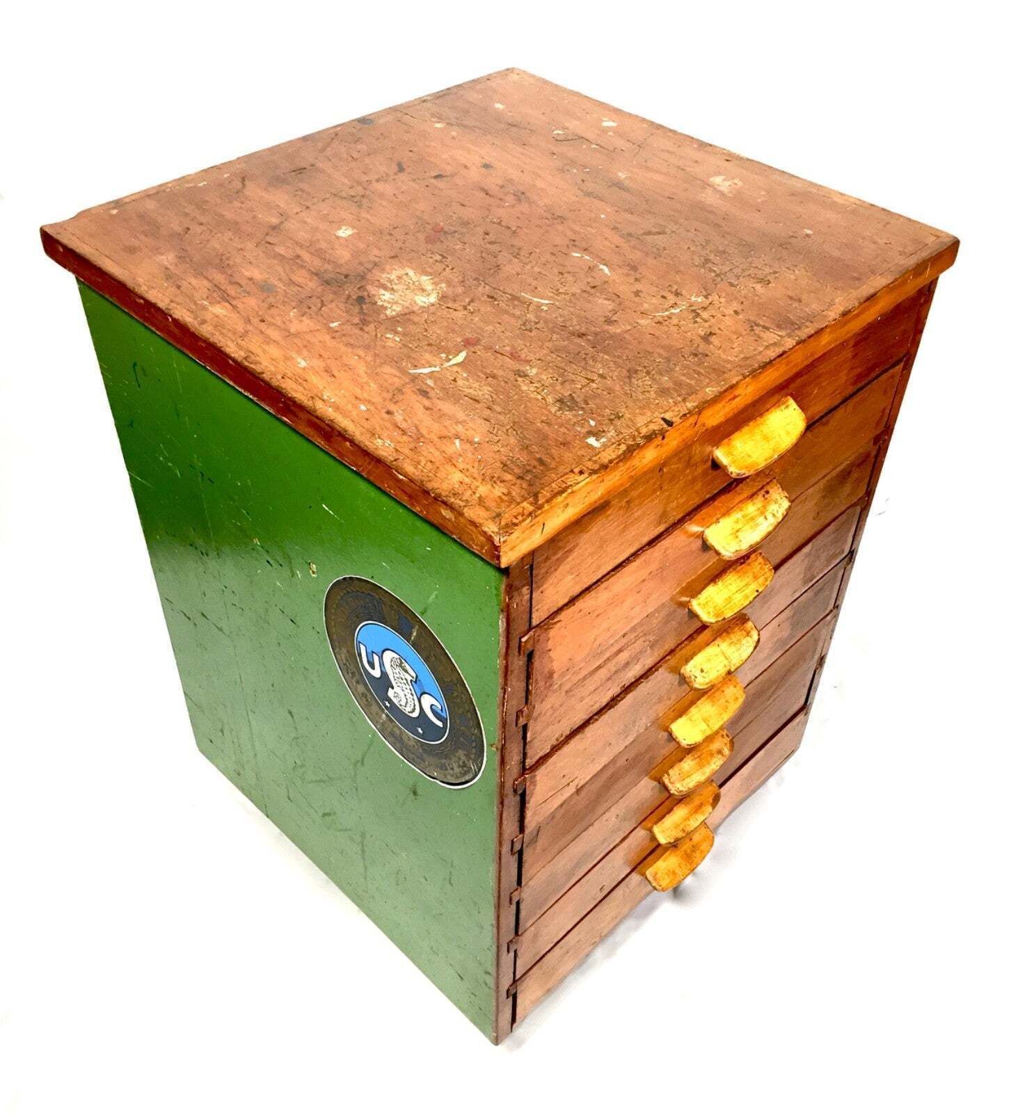 Antique Industrial Wooden Filling Cabinet / Storage Drawers Cabinet C.1930 photo for sale