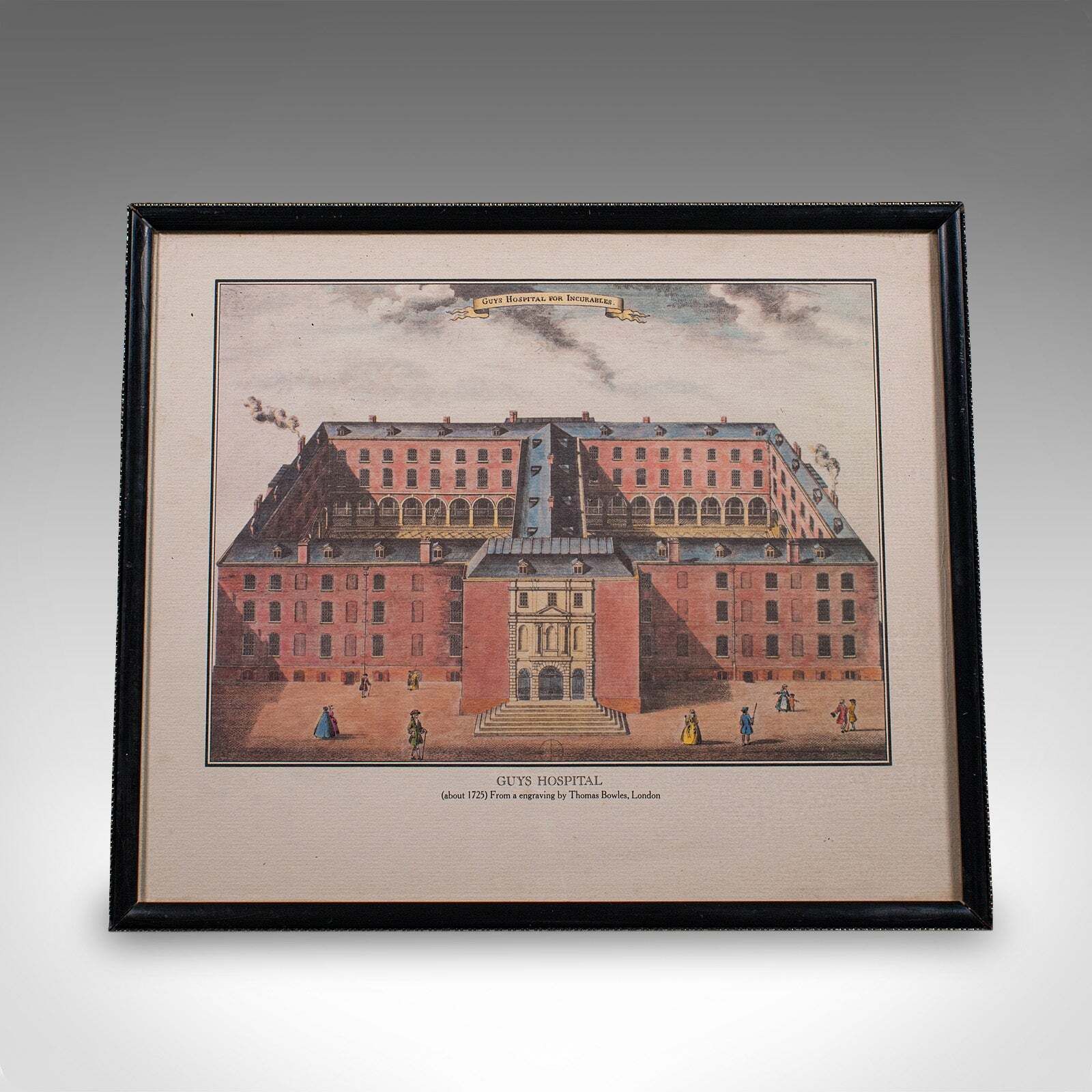Vintage Guy's Hospital Desktop Picture, Engraving Print, Art, After 18th Century photo furniture