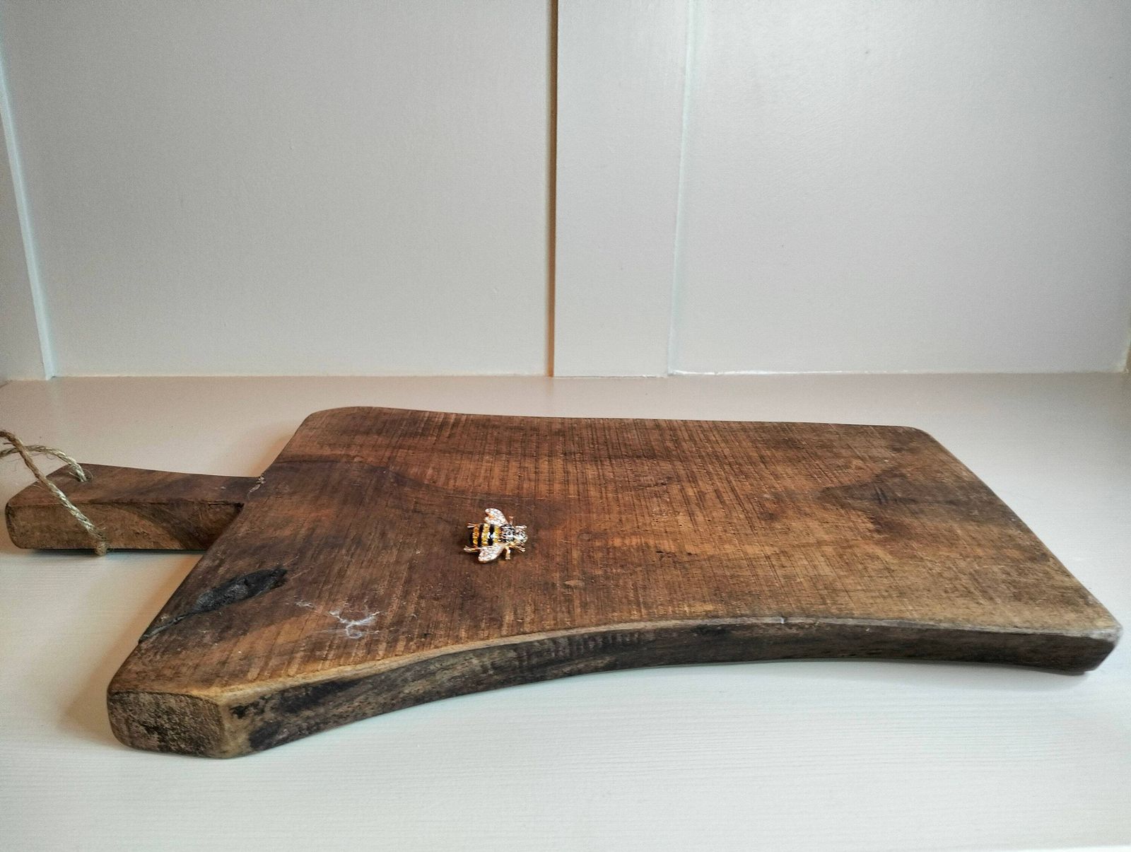 French Farmhouse Oak Bread Board, Reclaimed Wood Charcuterie Platter photo for sale