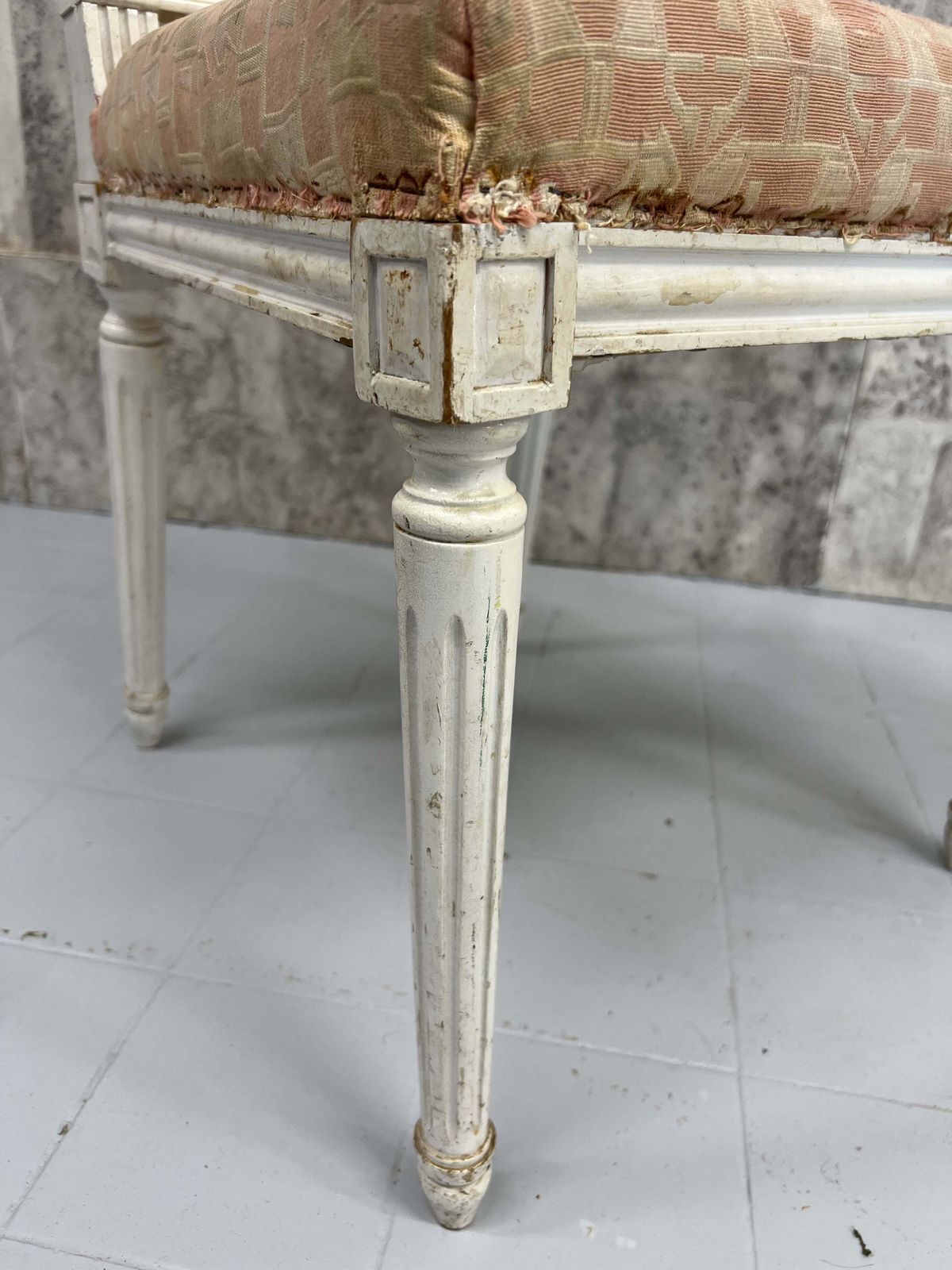 Set Of Four White Shabby Chic Cane Dining Chairs To Reupholster photo buy