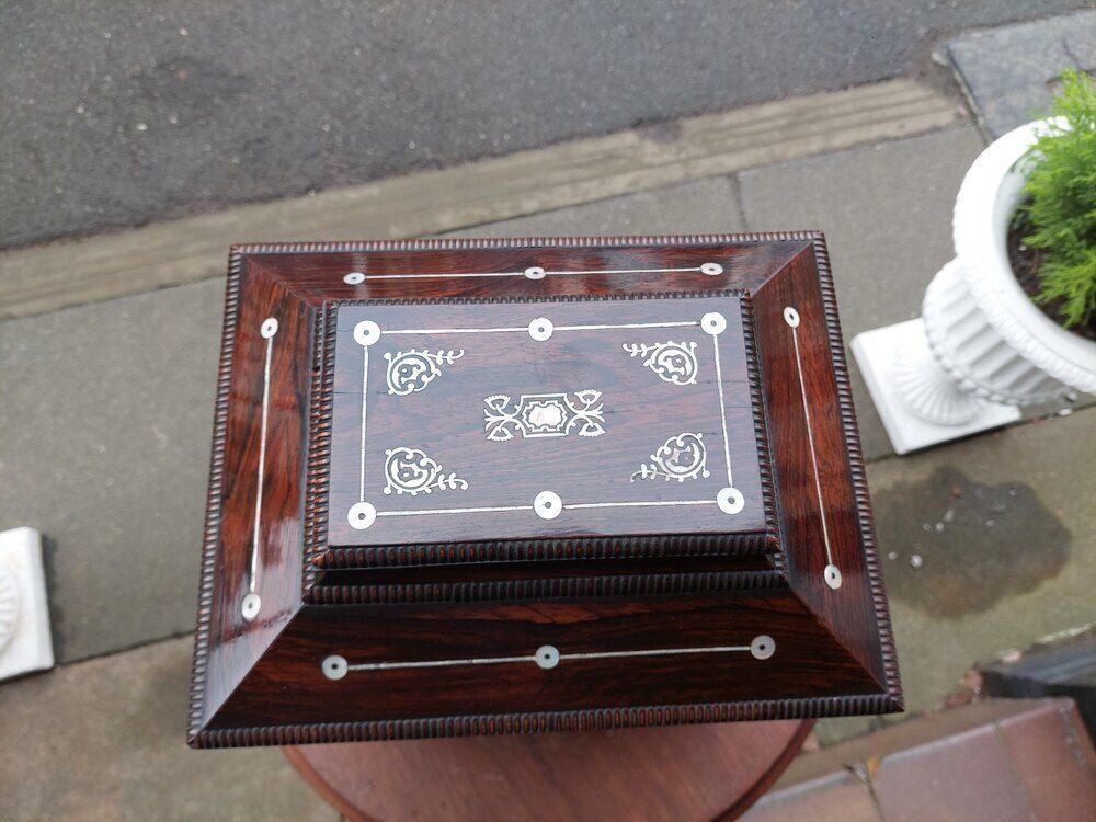 19thc Rosewood & Mother Of Pearl Jewellery Cabinet photo for sale