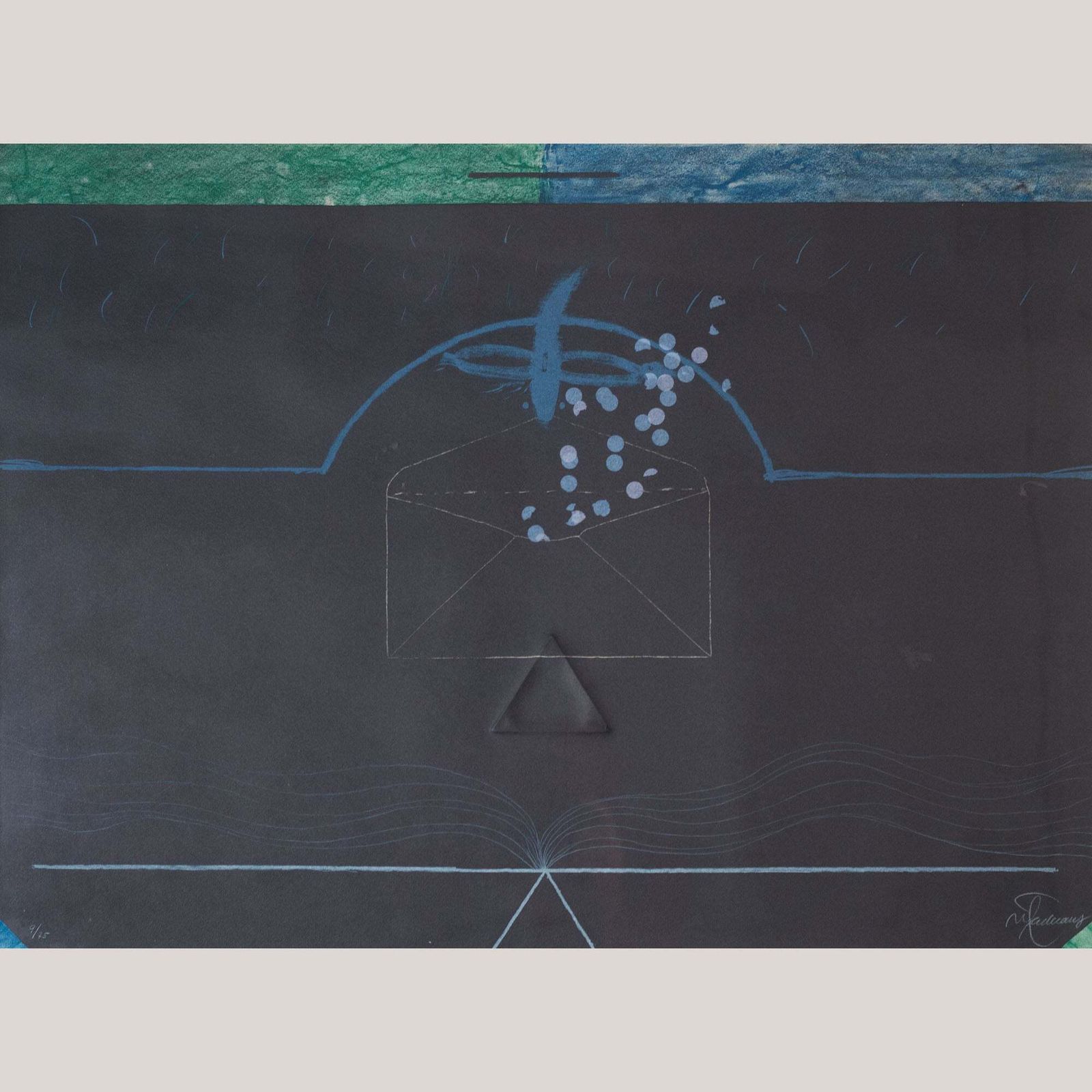 Abstracte Geometrische Composities – Paar Gesigneerde Vintage Ingelijste Gelimiteerde Lithografieën photo furniture