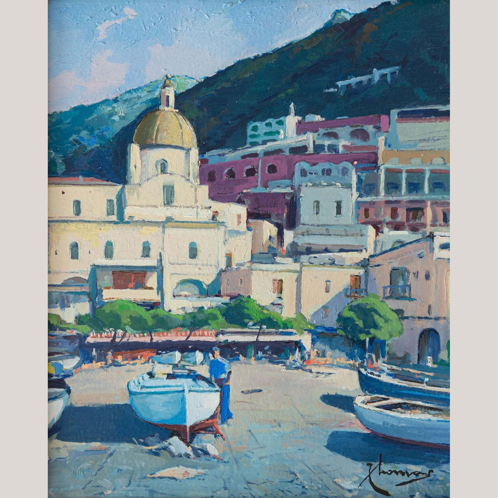 Positano En Valldemossa – Twee Post Impressionistische Landschappen, Gesigneerd photo furniture