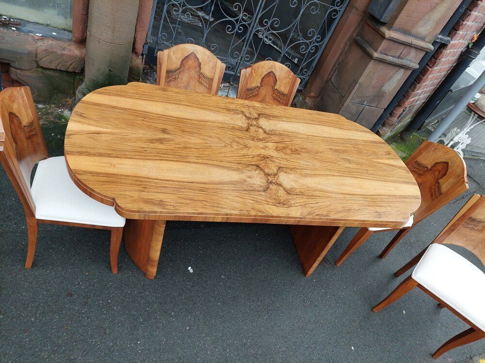 Art Deco Black Walnut Dining Suite To Seat Six photo for sale