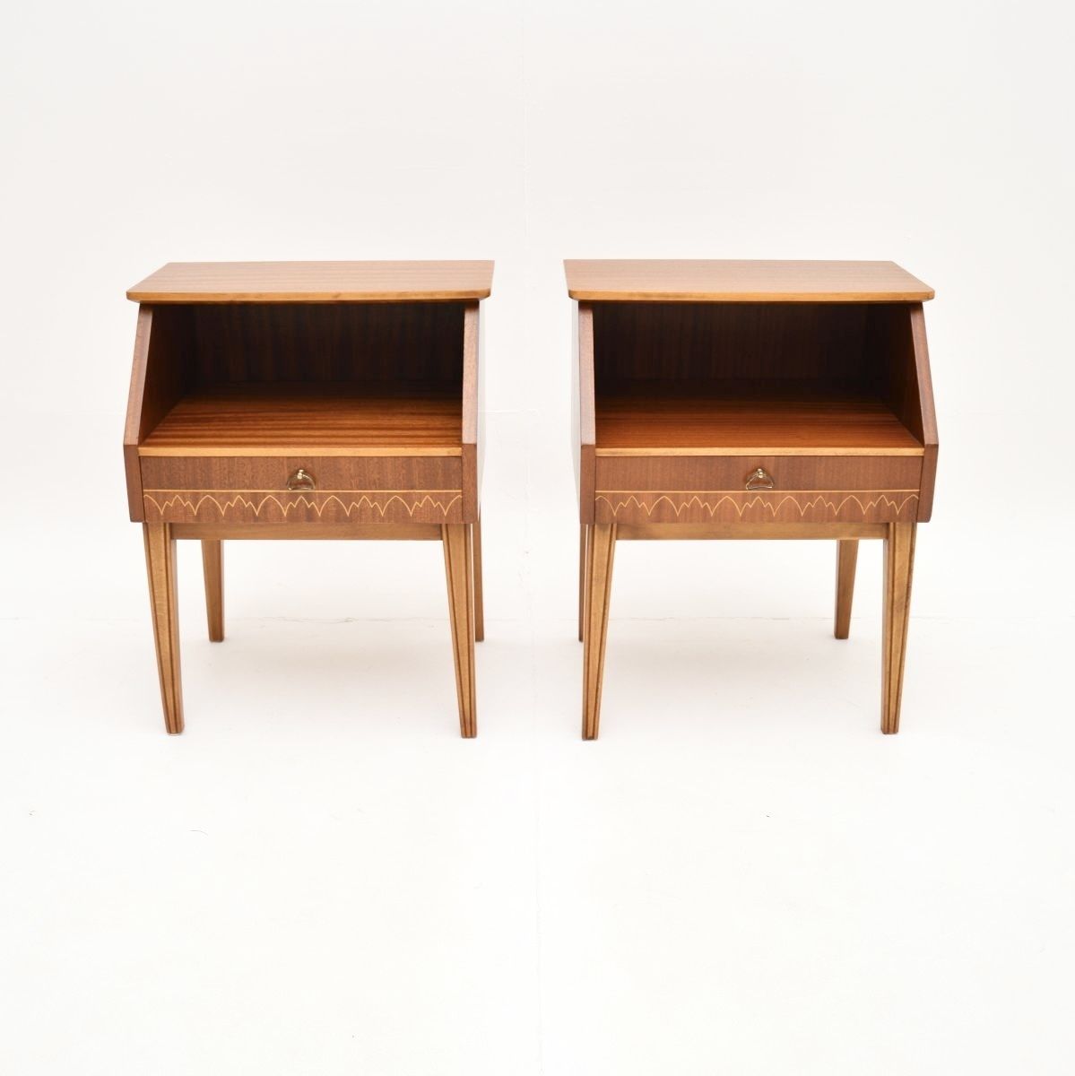 Pair Of Vintage Swedish Inlaid Mahogany Bedside Cabinets photo furniture