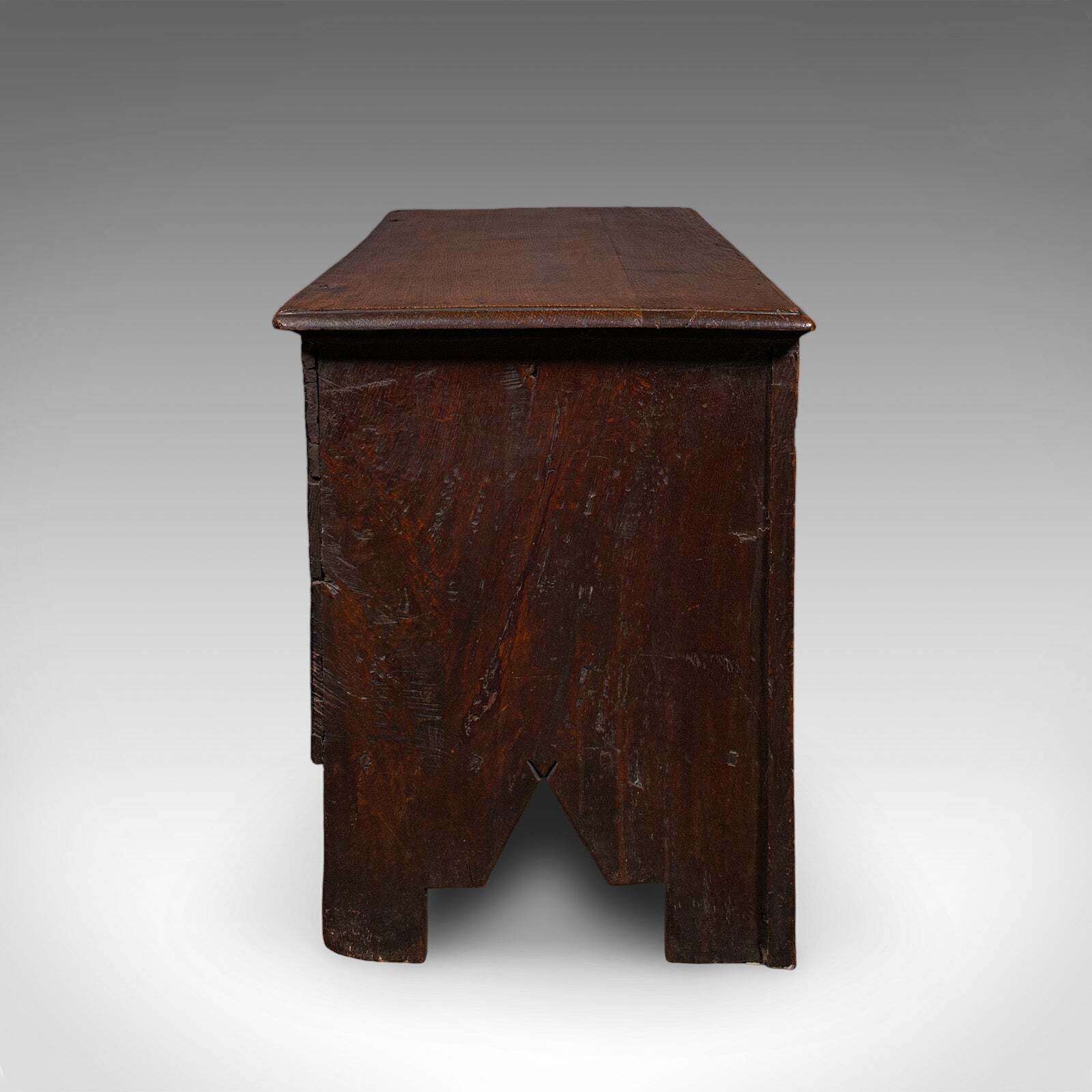Antique Linen Chest, English, Carved Oak, Coffer, Bay Window Seat, William III photo Furniture
