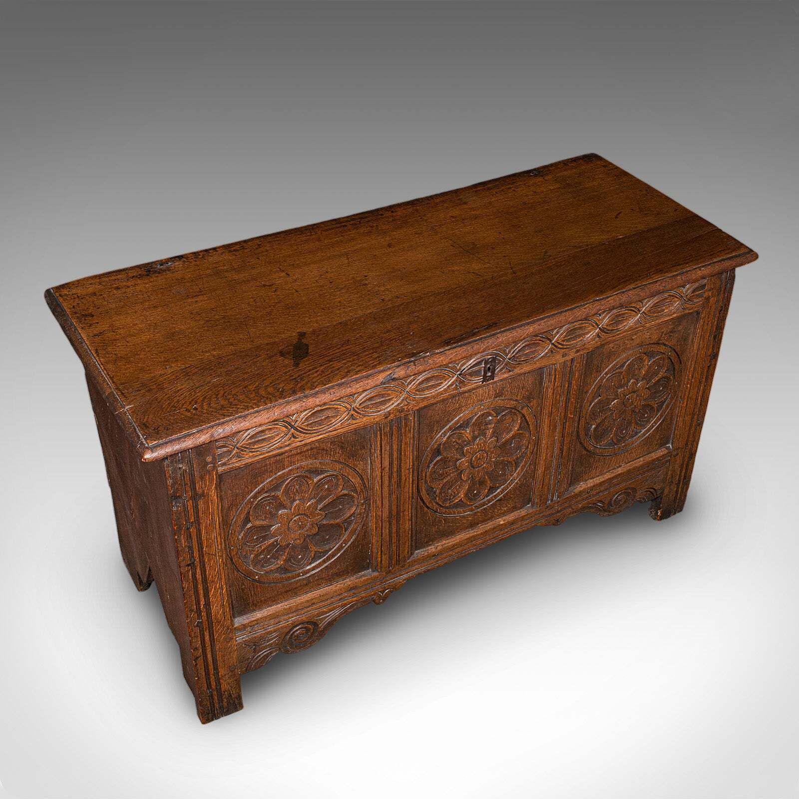 Antique Linen Chest, English, Carved Oak, Coffer, Bay Window Seat, William III photo buy