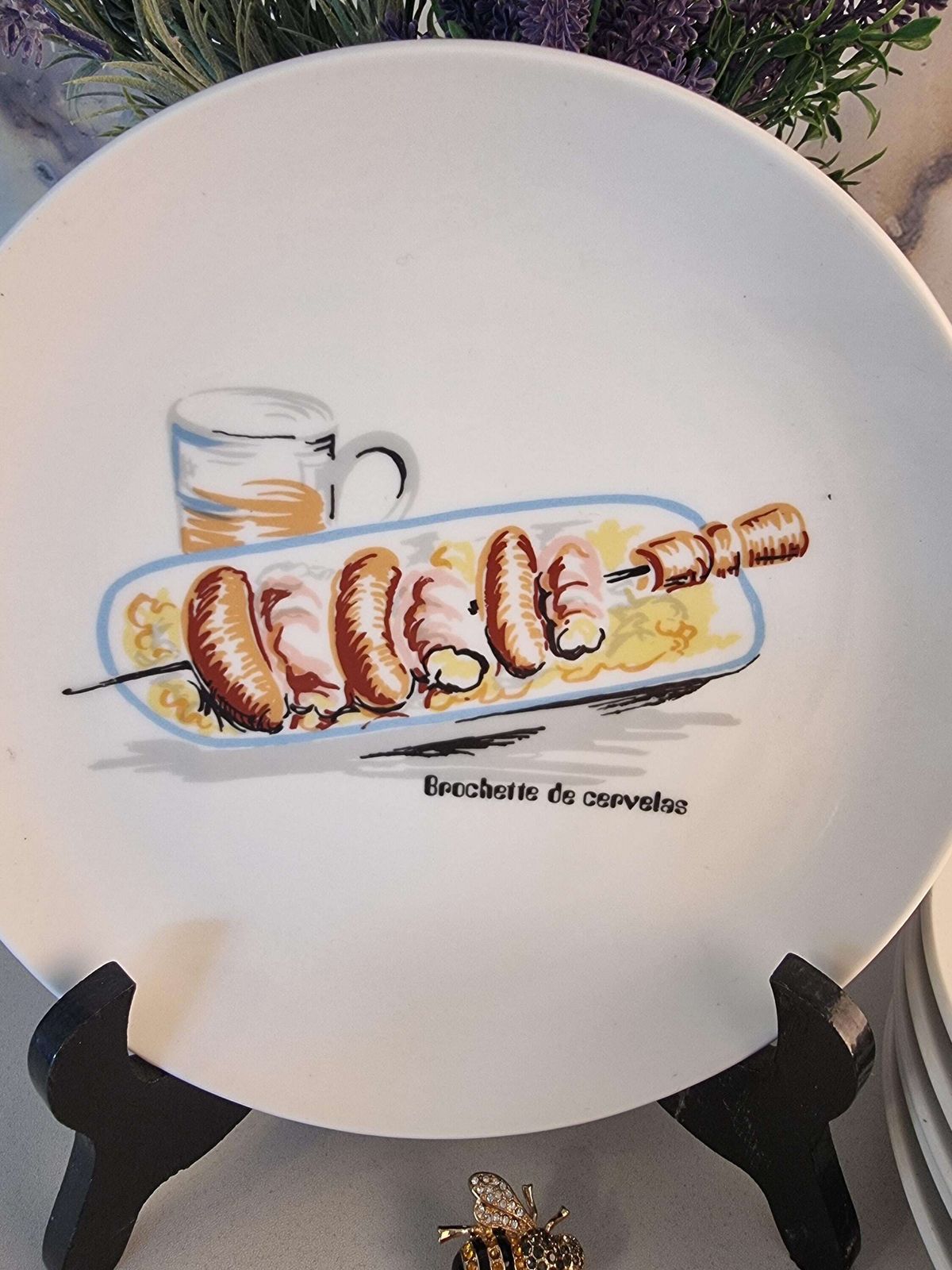 Vintage French Bruschetta Plates   Ateliers De La Cigogne, Set Of 6 photo buy