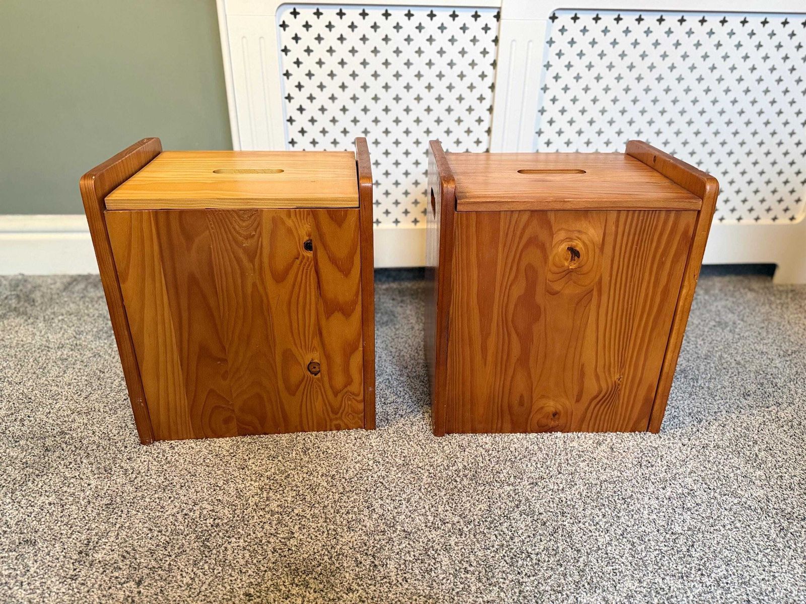 photo for sale Set Of Two Pine Toy Box, Stotage Box, Benside Tables, Storage Side Tables