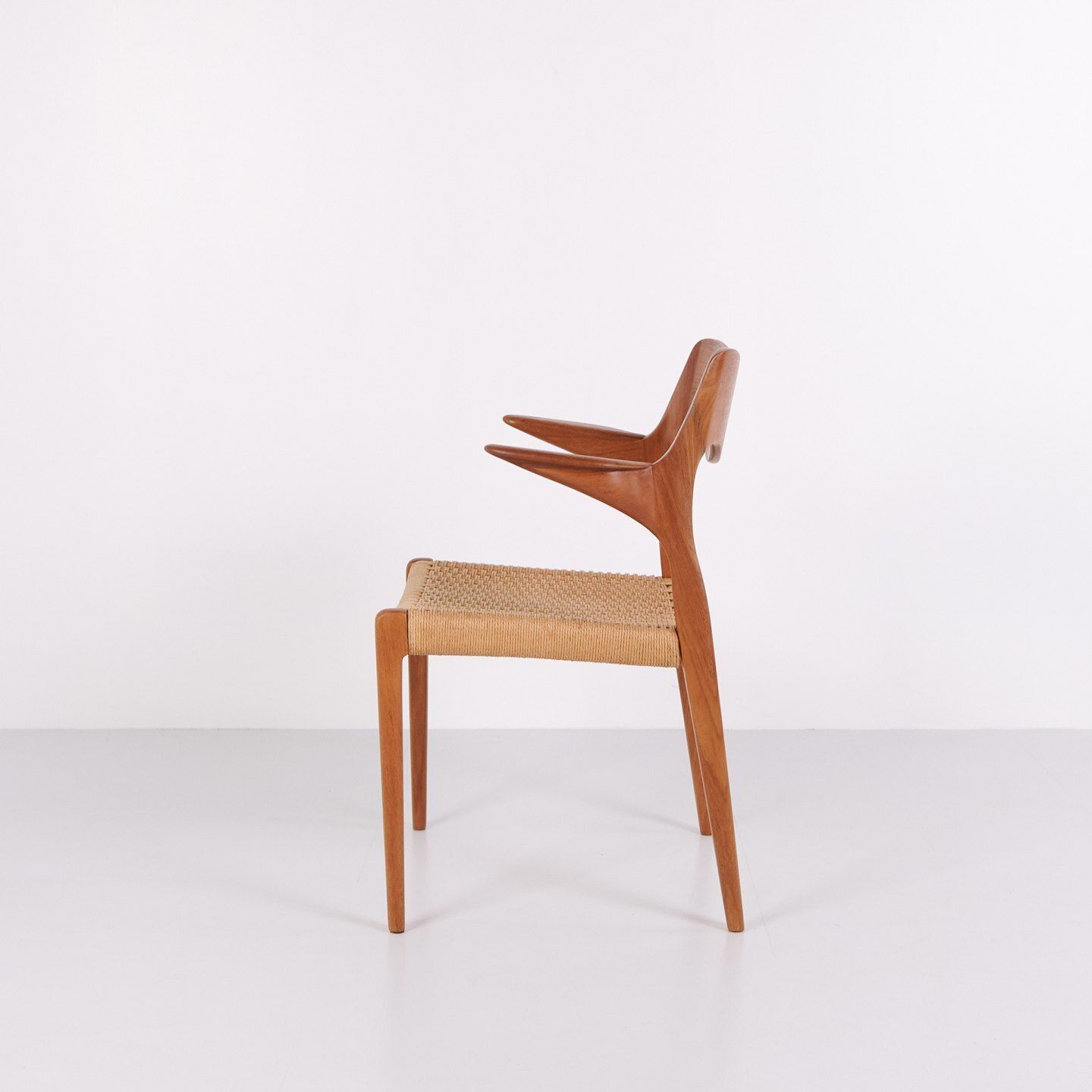 Dining Chair   Model 55   Teak & Wicker   No Møller   Jl Møllers Furniture Factory   1960s photo for sale