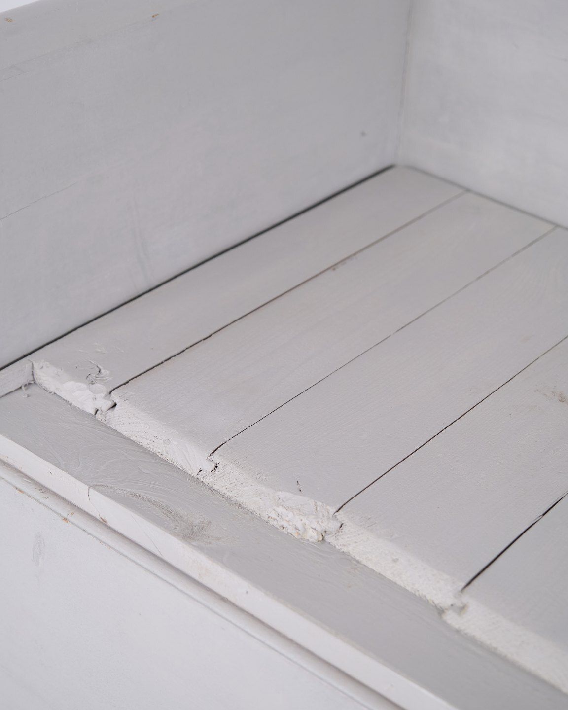 Antique Beating Bench With Carvings   Gray Painted   Pine Wood   Storage   Year 1860s photo buy