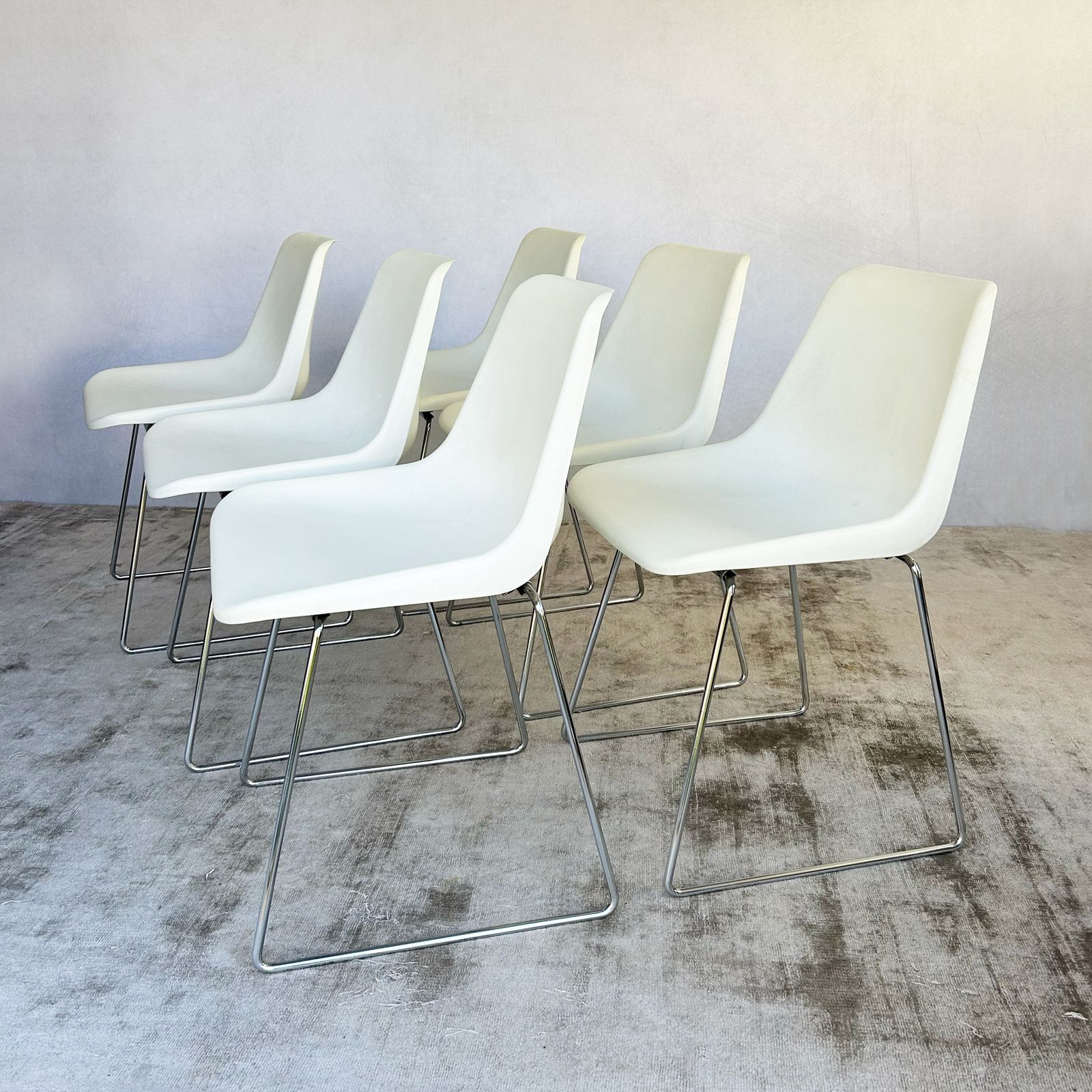 Robin Day Polypropylene Chairs With Chrome Sled Bases For Hille (Set Of Six)