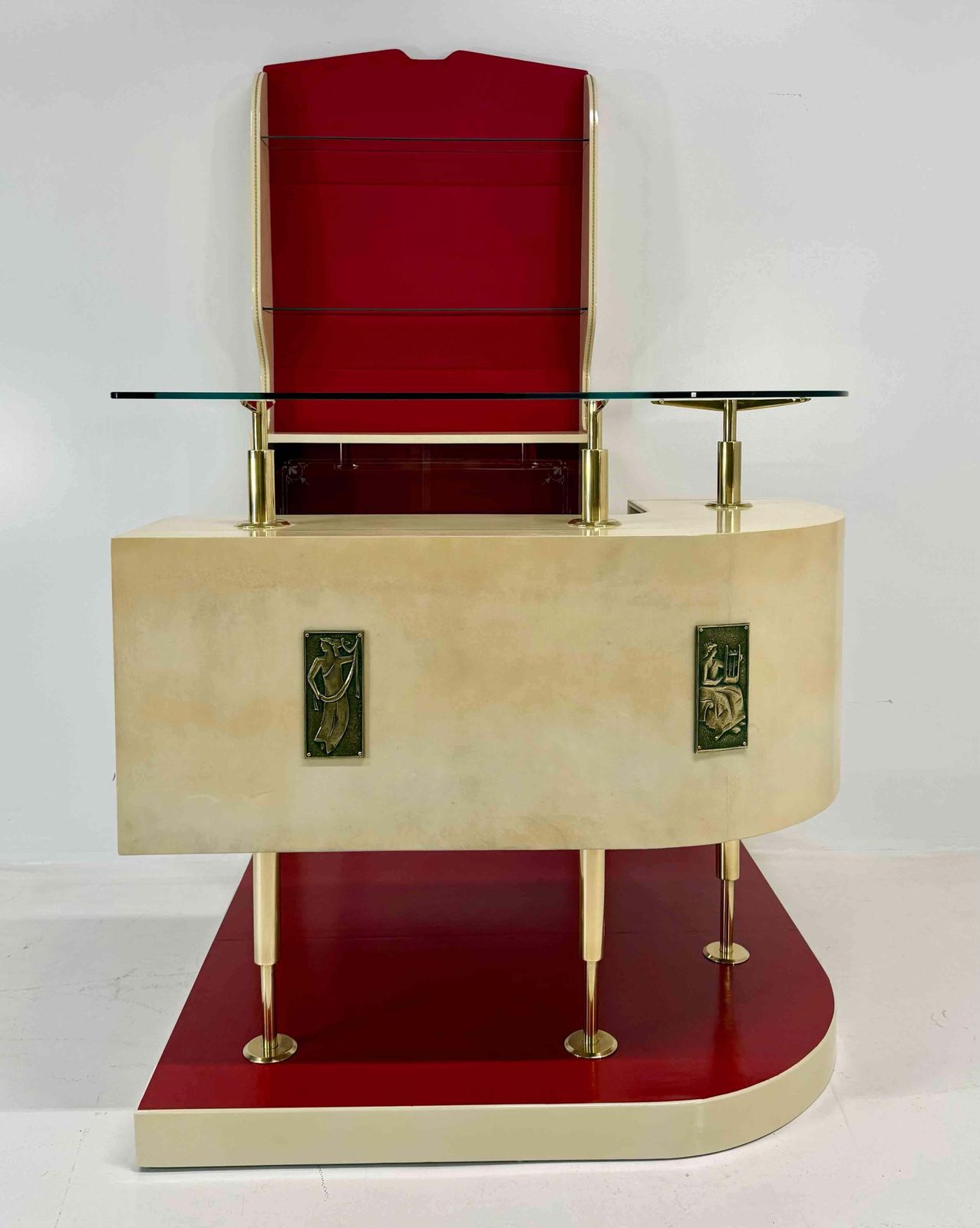 photo buy Exceptional Italian Art Deco Parchment Bar, 1950s, Attributed To Gio Ponti