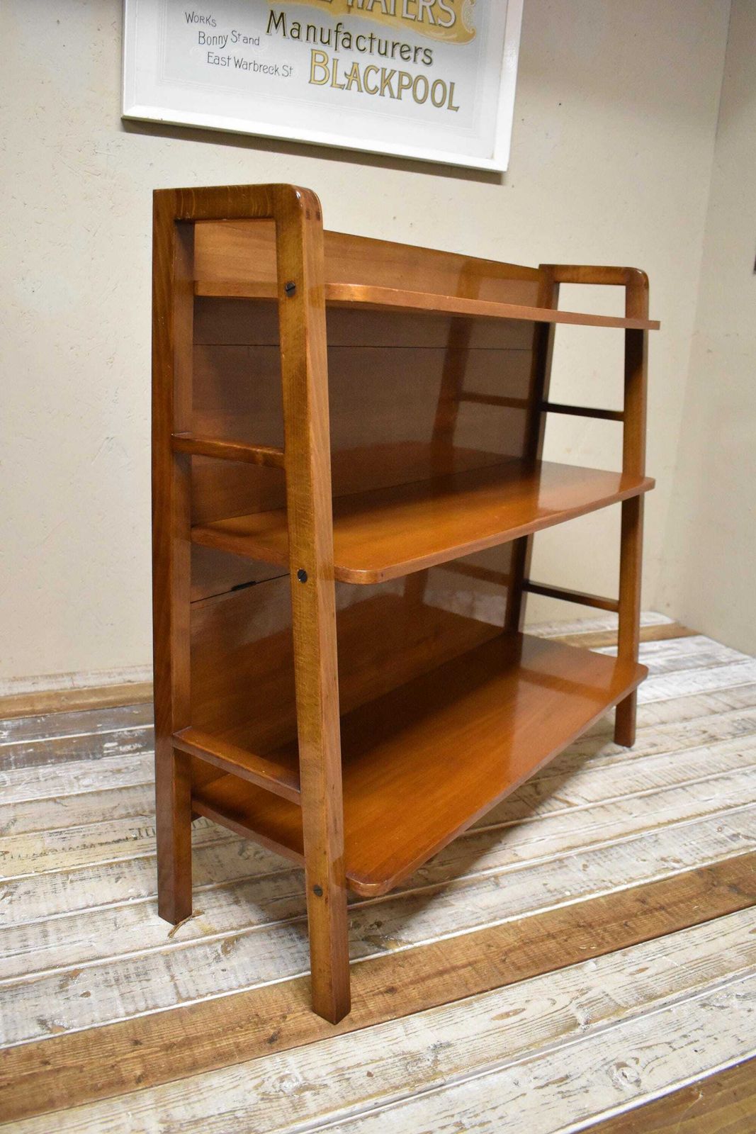 Mid Century Waterfall Display Bookcase   Ladderax Style photo vintage