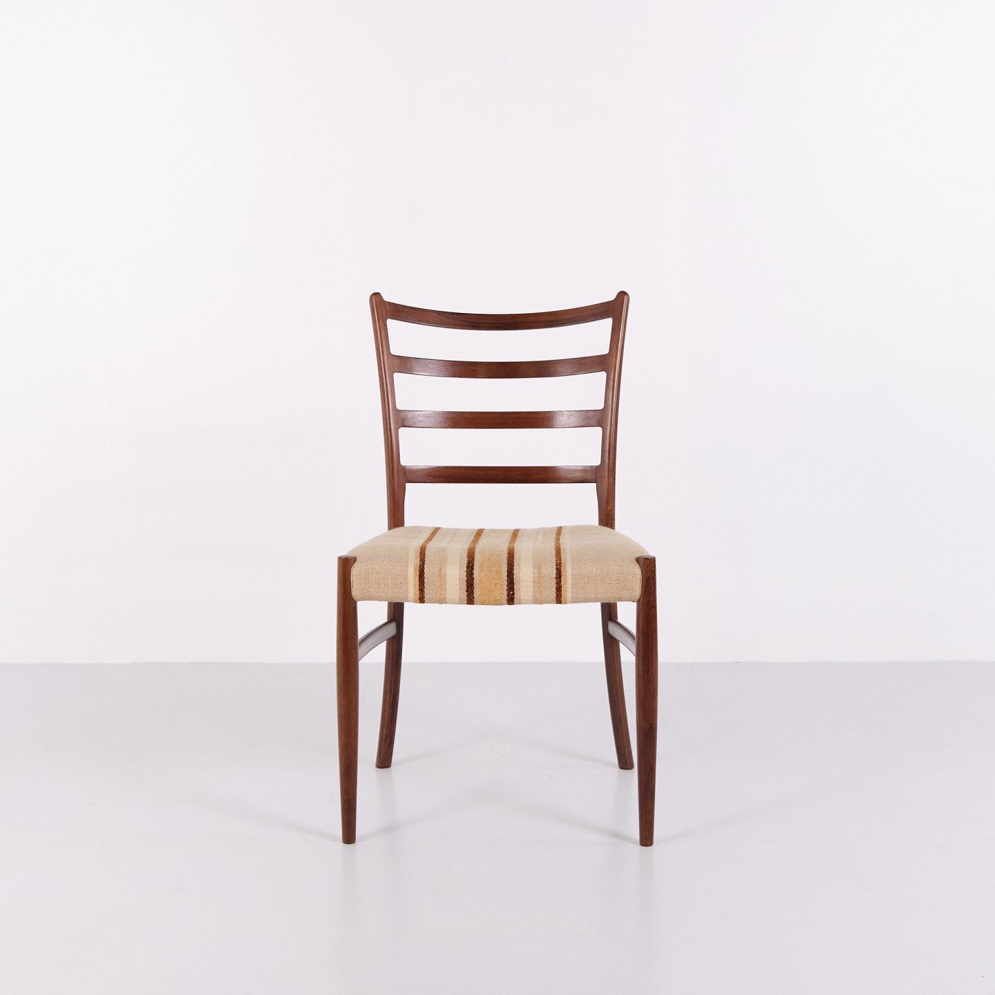 Set Of Six Dining Chairs   Rosewood & Striped Fabric   No Møller   Jl Møllers Furniture Factory   1960s photo furniture