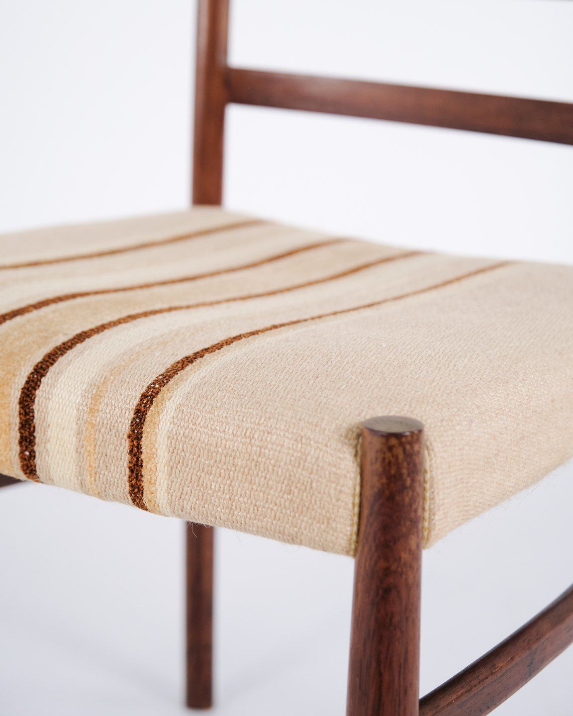 Set Of Six Dining Chairs   Rosewood & Striped Fabric   No Møller   Jl Møllers Furniture Factory   1960s photo vinterior