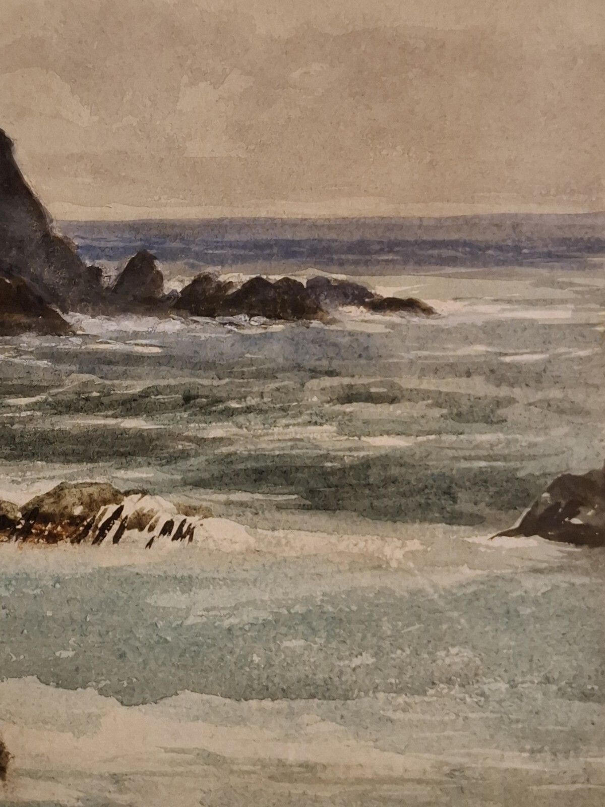Large Antique Watercolour George Gray Scottish St Abbs Head Cliffs Aitken Dott photo buy