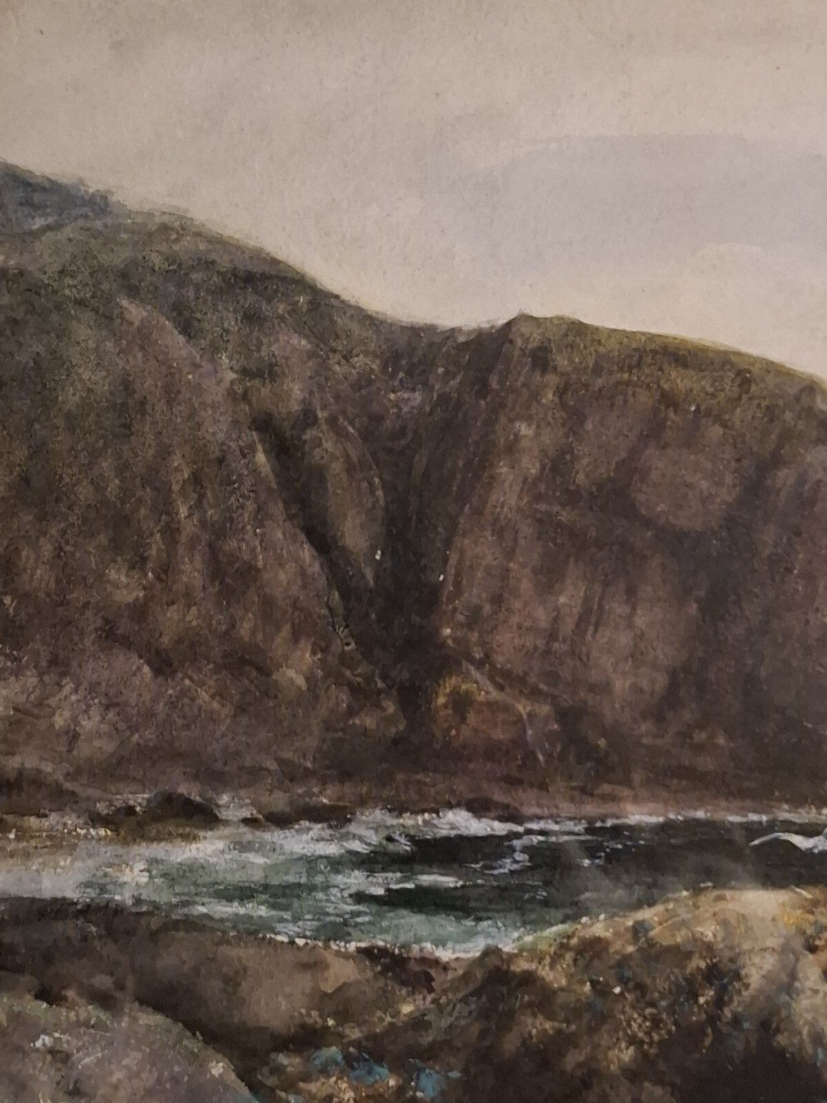 photo vinterior Large Antique Watercolour George Gray Scottish St Abbs Head Cliffs Aitken Dott