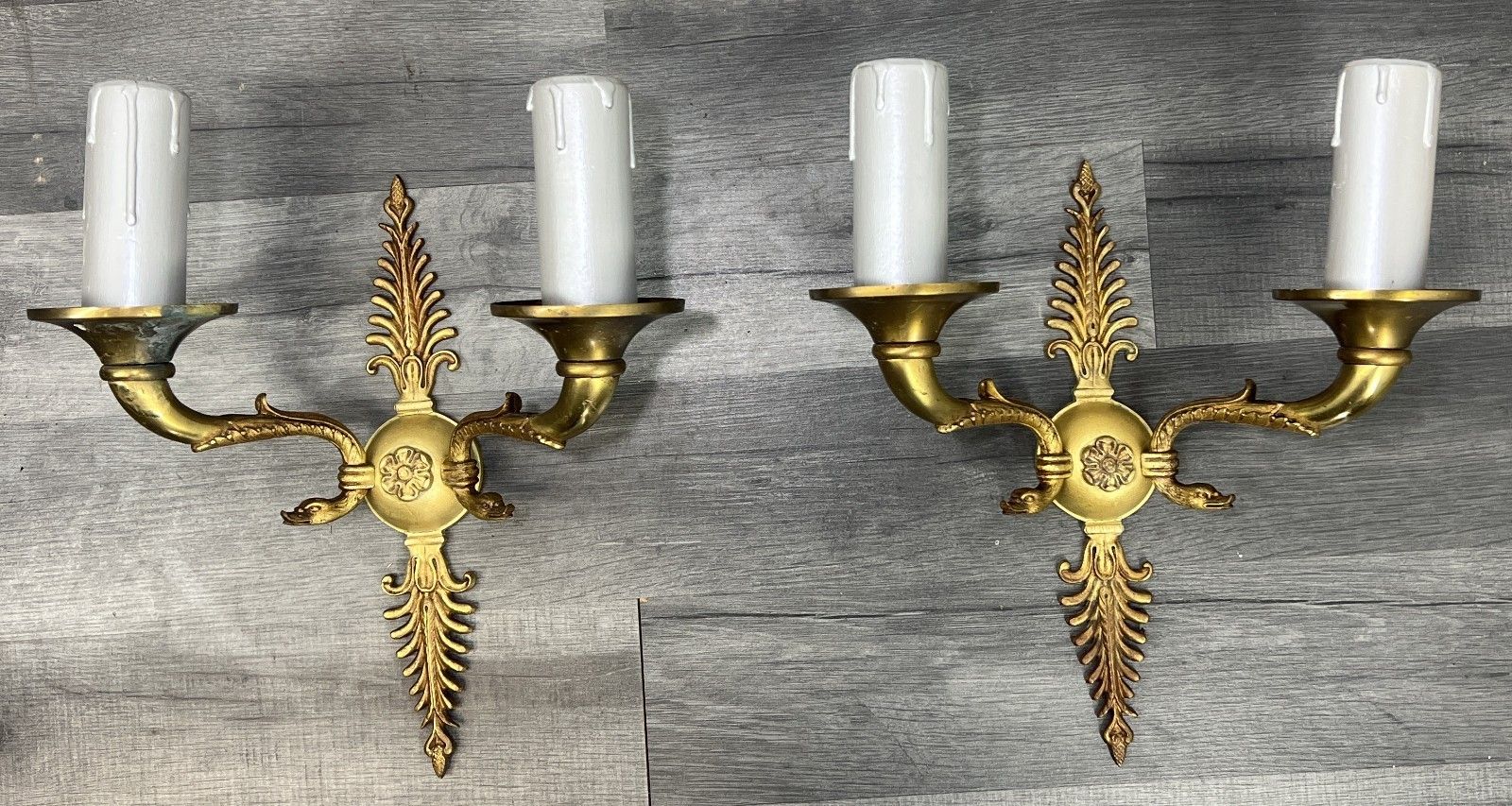 Pair Of Wall Sconces Vintage French Style Ornate Decorative Lighting Lot 4771
