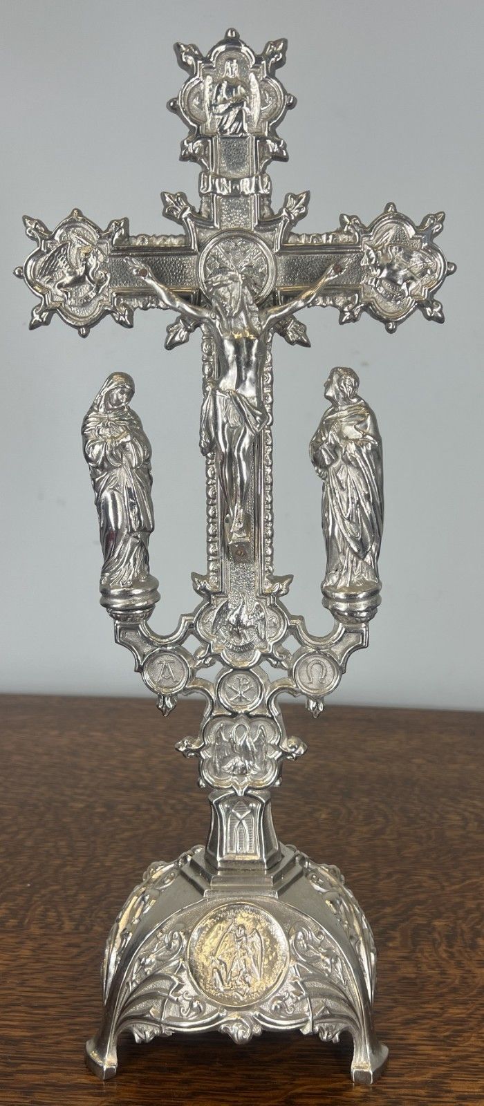 Crucifix Vintage French Style Metal Ornate Religious Altar Cross Lot 4763