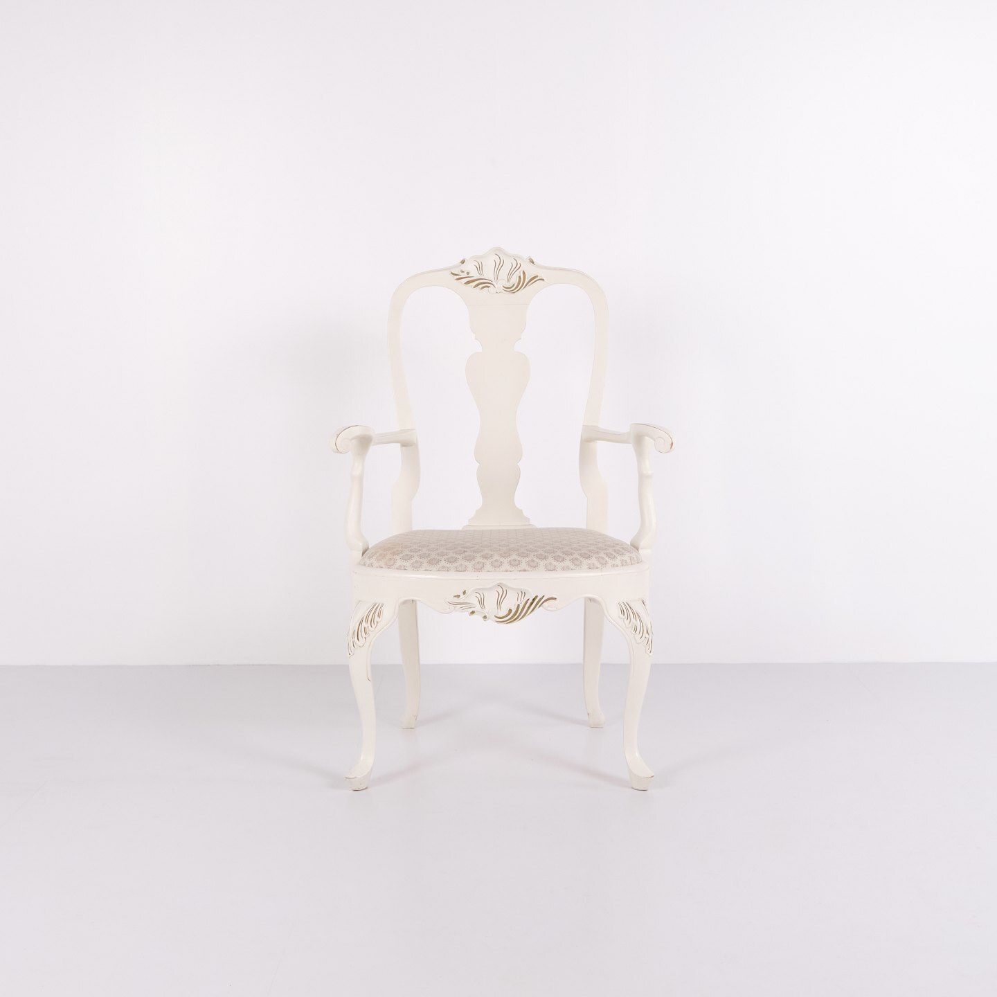 A Pair Of Armchairs – New Rococo Style – White Painted With Decorative Details – Year 1920s photo furniture