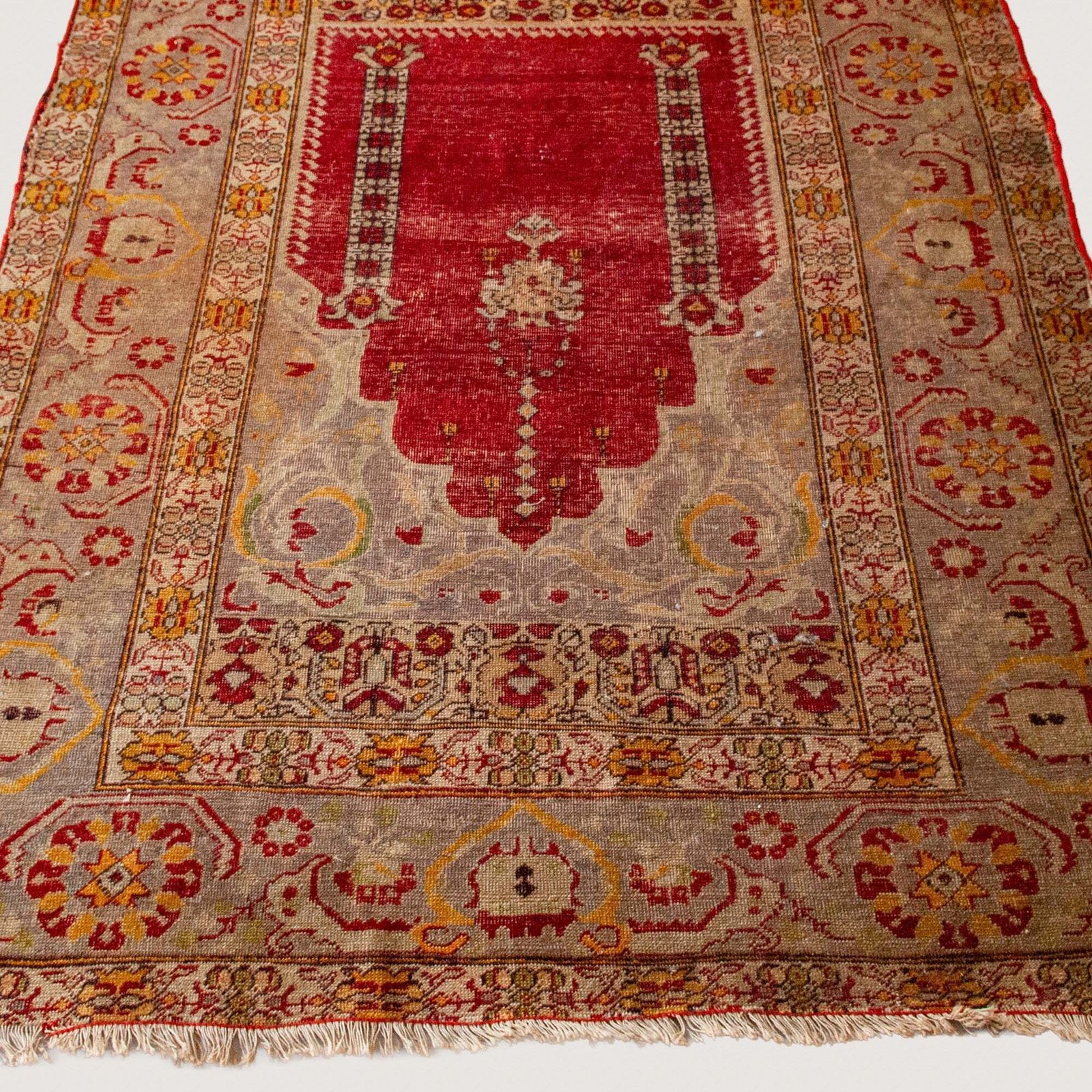 Prayer Motif Turkish Hand Knotted Rug – Vintage photo furniture